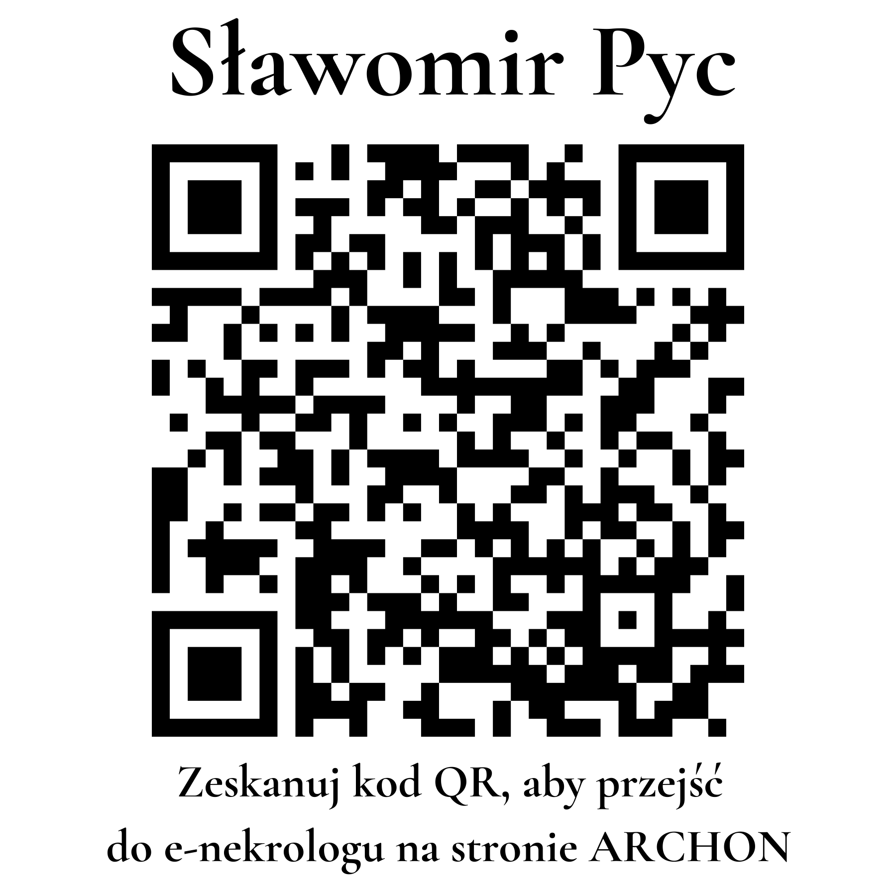 Kod QR do nekrologu Sławomir Pyc
