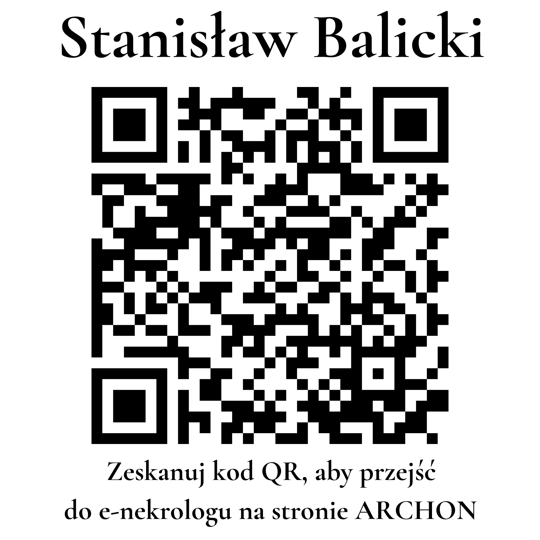 Kod QR do nekrologu Stanisław Balicki Kod QR do nekrologu Stanisław Balicki