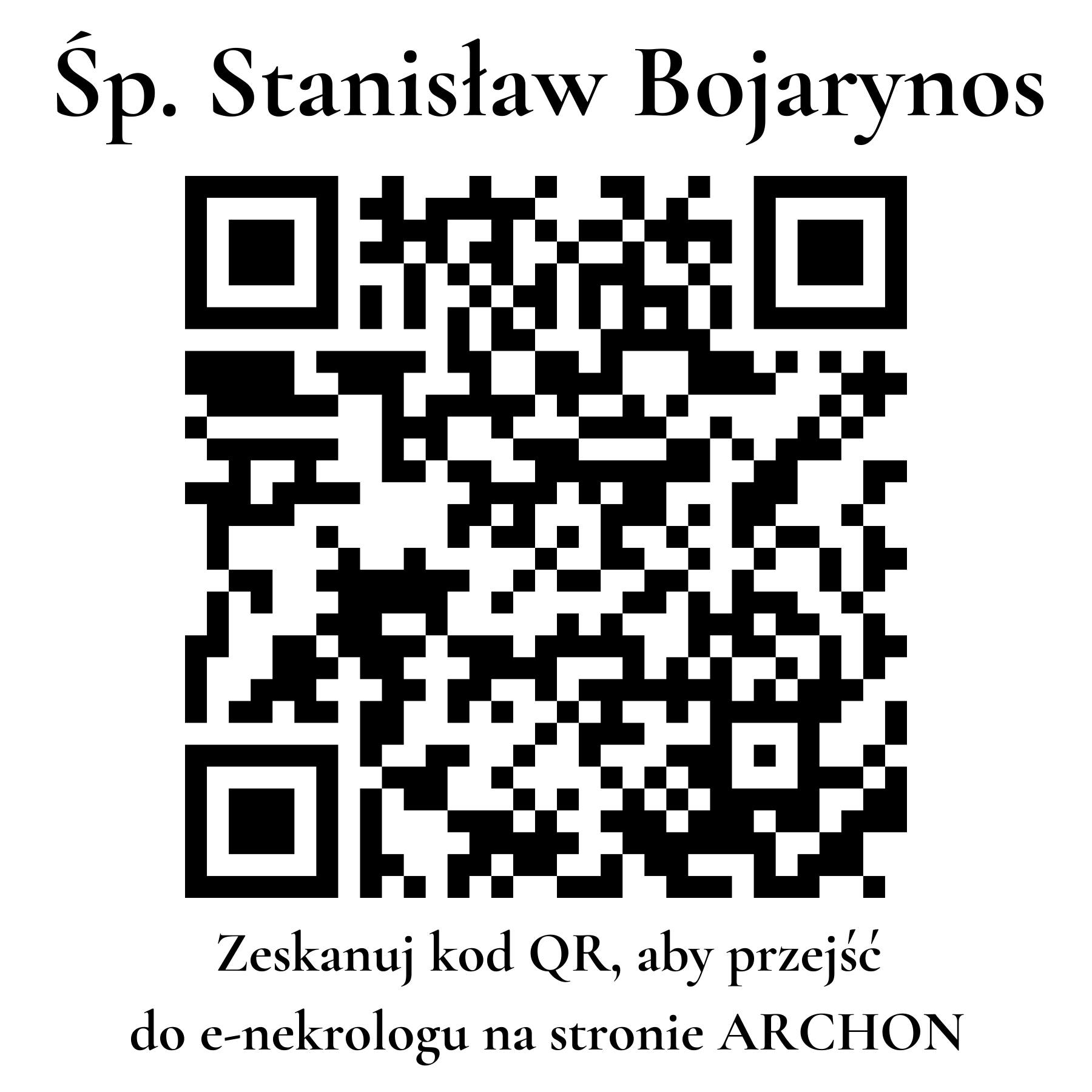 Kod QR do nekrologu Stanisław Bojarynos
