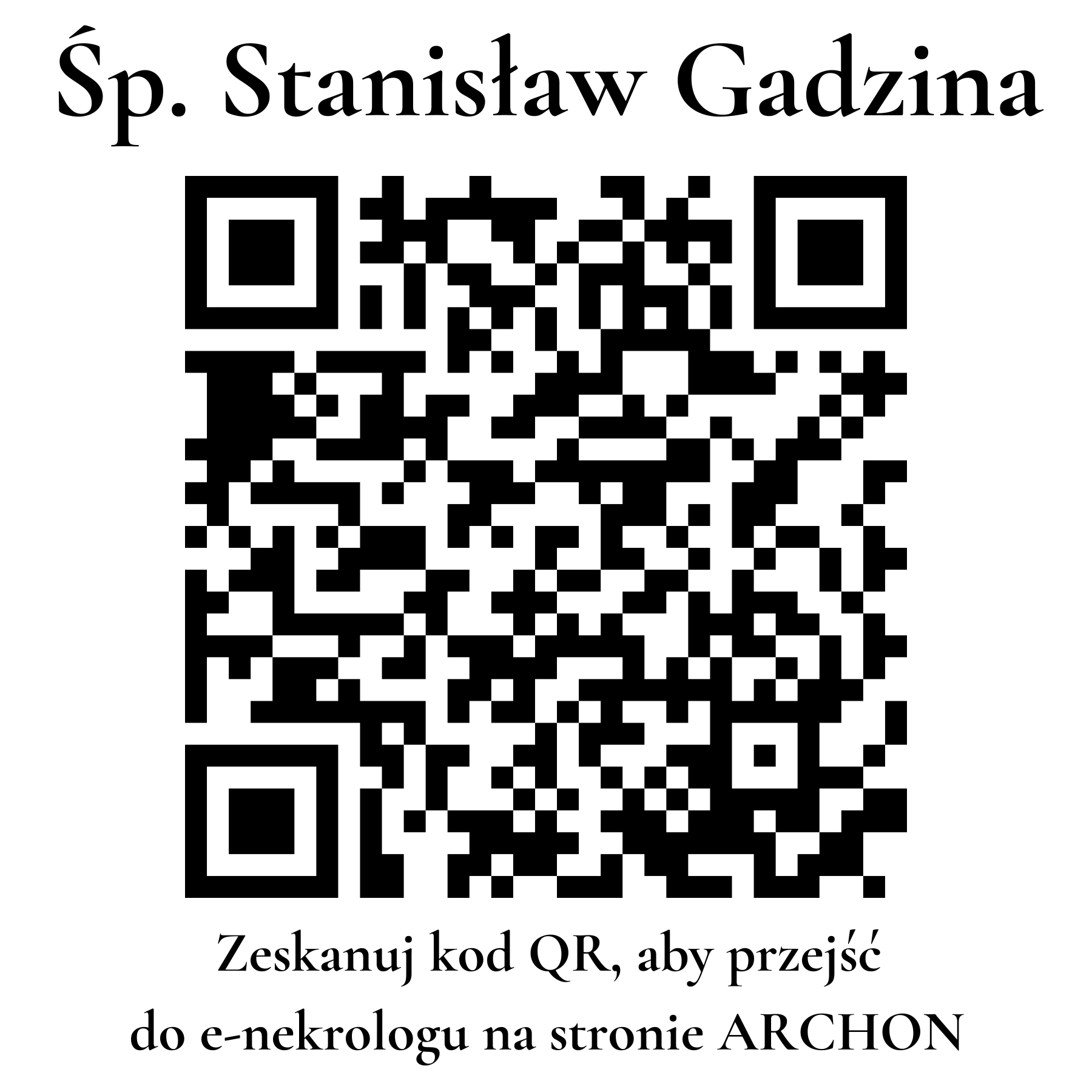 Kod QR do nekrologu Stanisław Gadzina