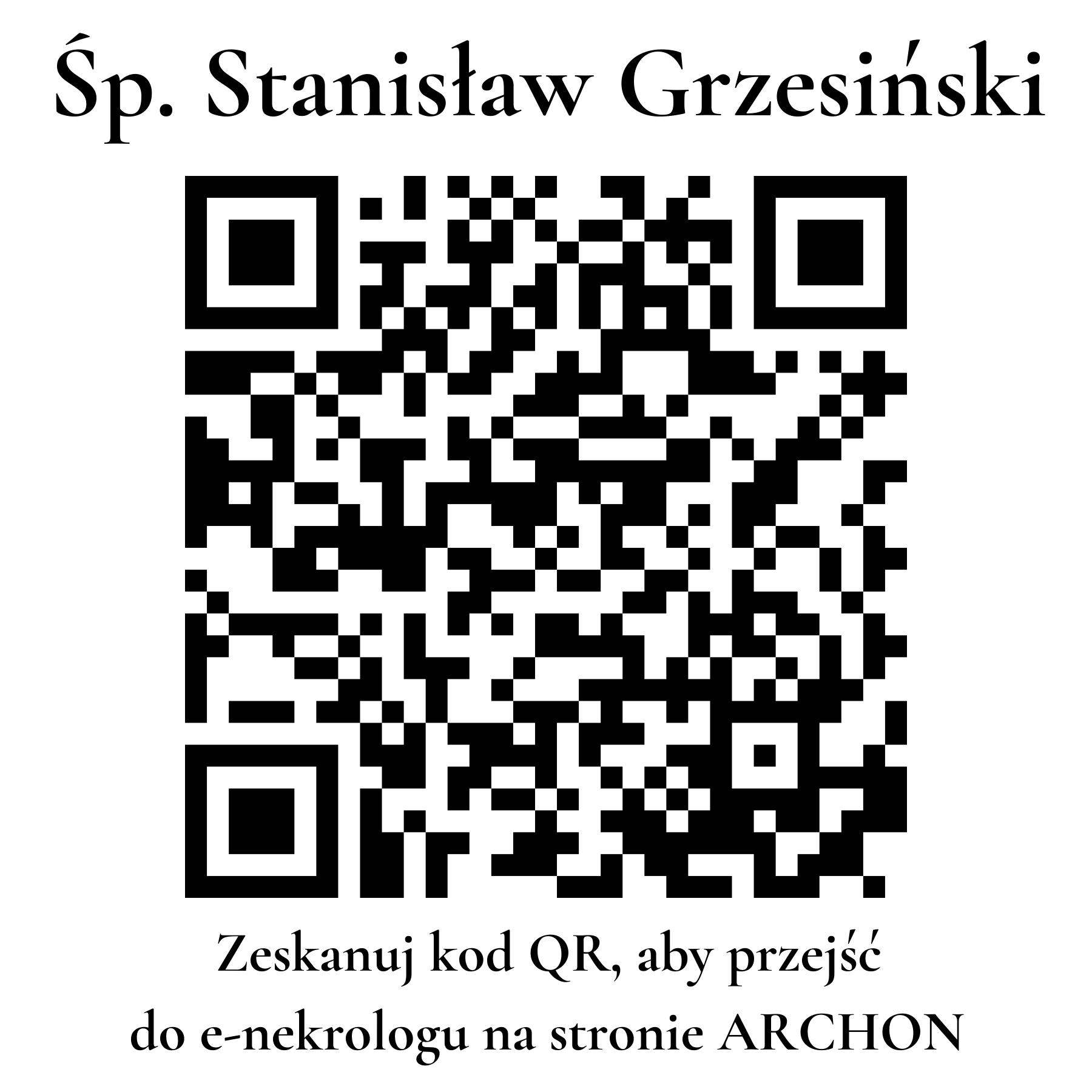 Kod QR do nekrologu Stanisław Grzesiński Kod QR do nekrologu Stanisław Grzesiński