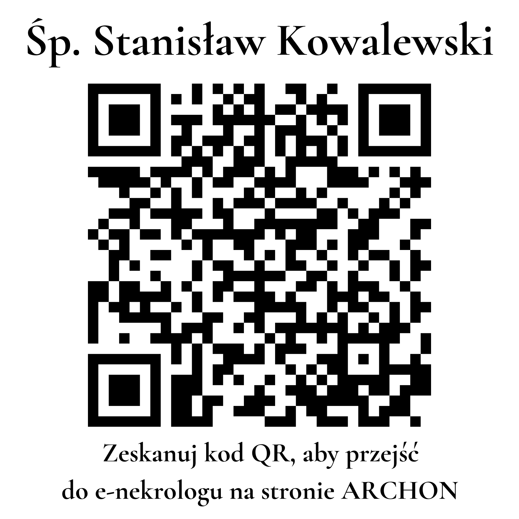 Kod QR do nekrologu Stanisław Kowalewski Kod QR do nekrologu Stanisław Kowalewski