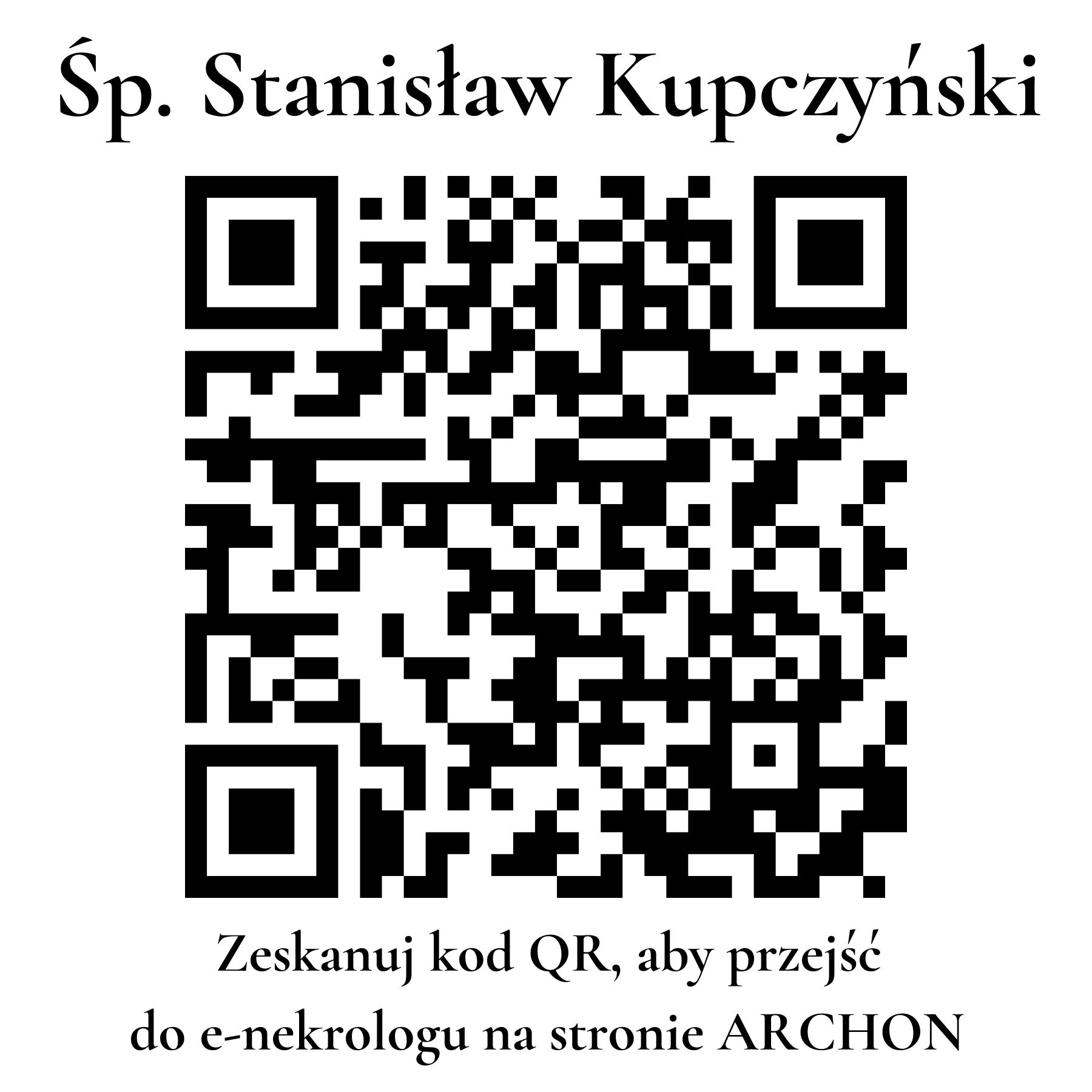 Kod QR do nekrologu Stanisław Kupczyński