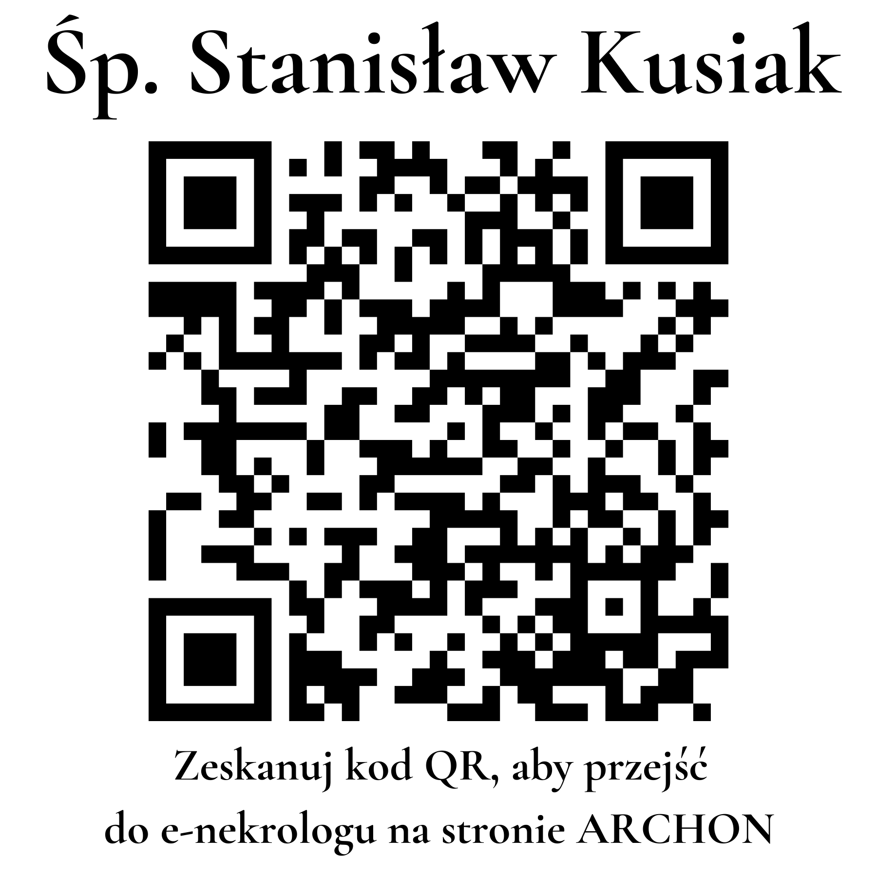 Kod QR do nekrologu Stanisław Kusiak Kod QR do nekrologu Stanisław Kusiak