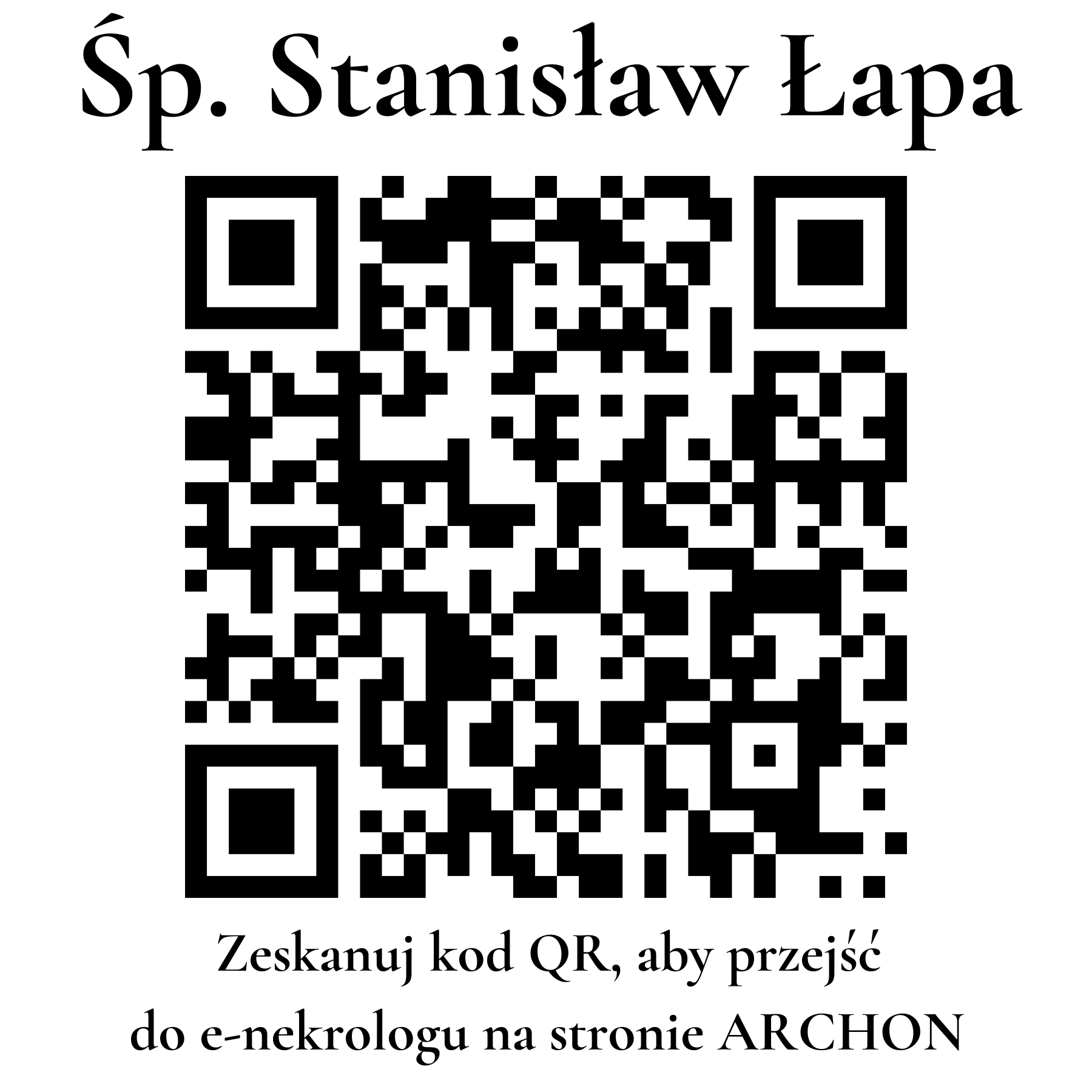 Kod QR do nekrologu Stanisław Łapa