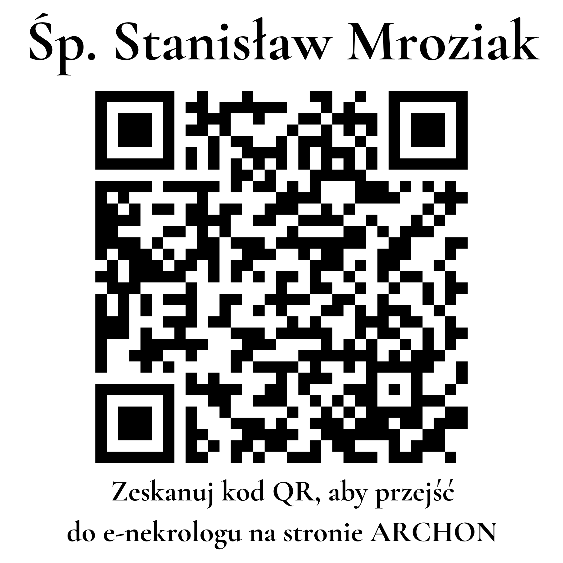 Kod QR do nekrologu Stanisław Mroziak