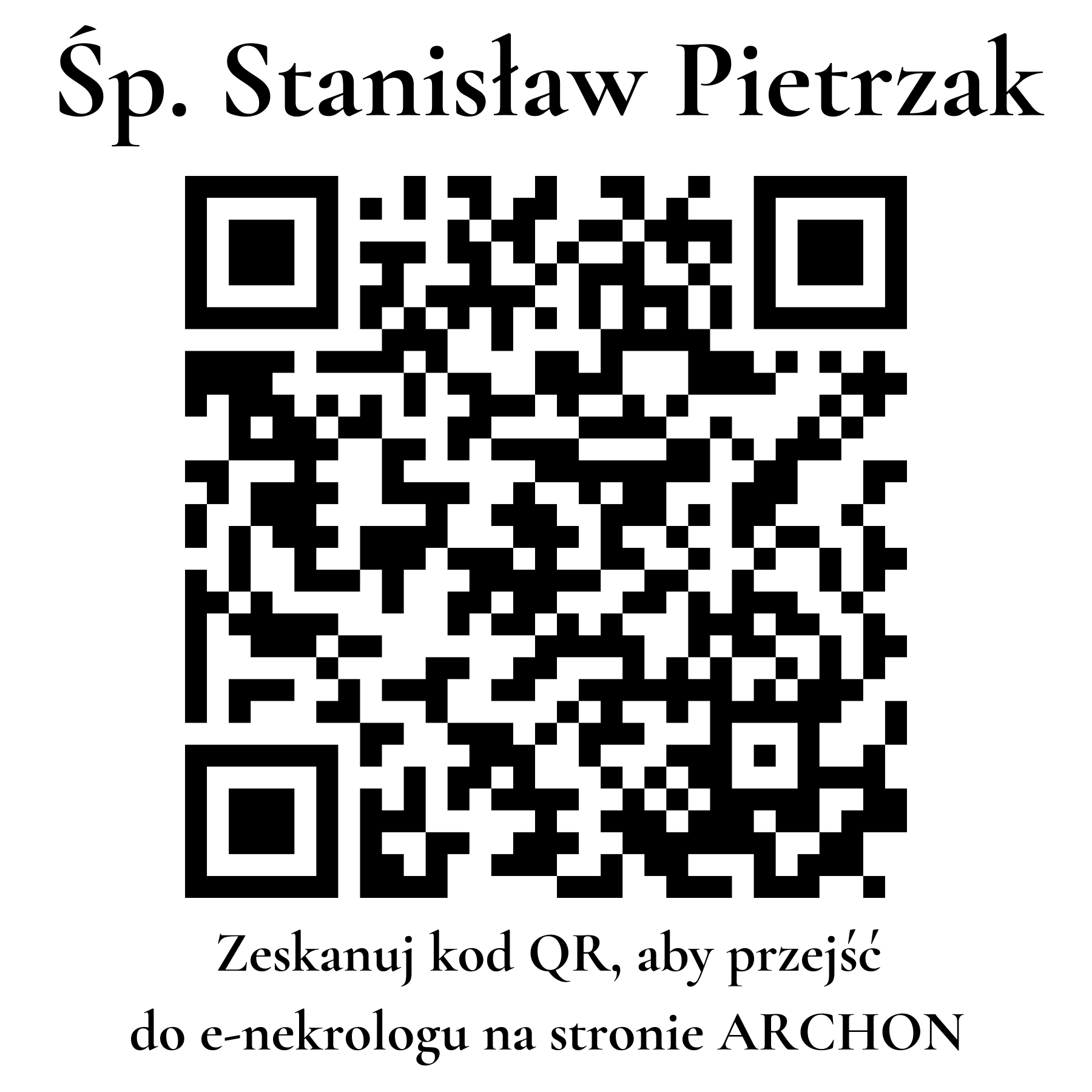Kod QR do nekrologu Stanisław Pietrzak
