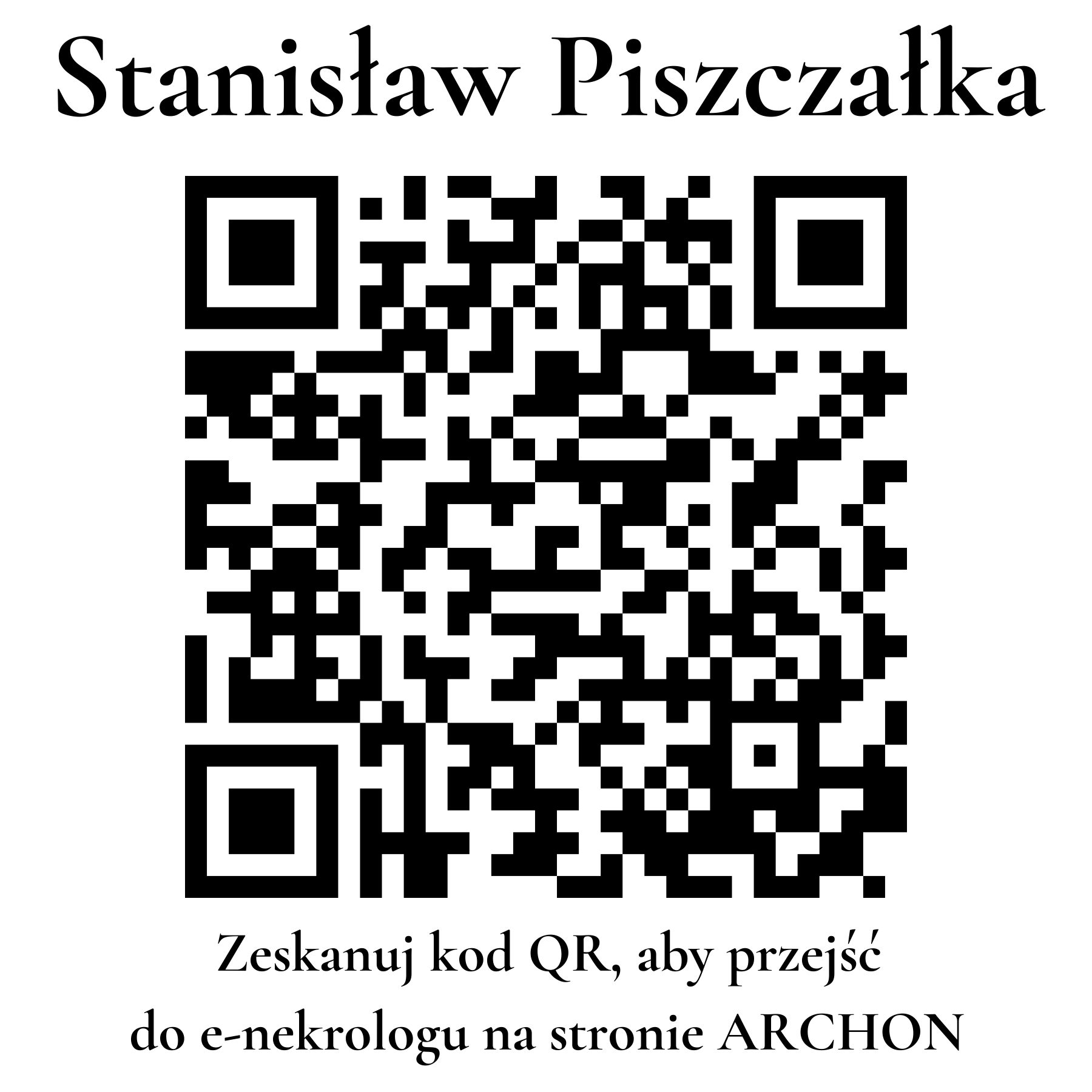 Kod QR do nekrologu Stanisław Piszczałka
