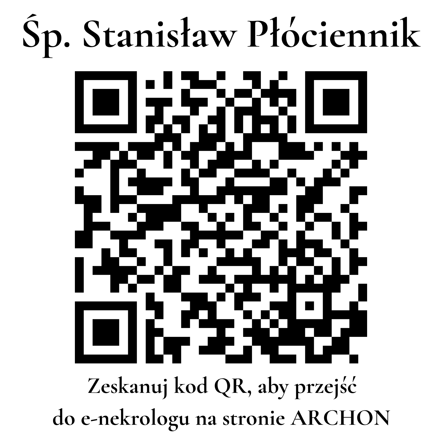 Kod QR do nekrologu Stanisław Płóciennik