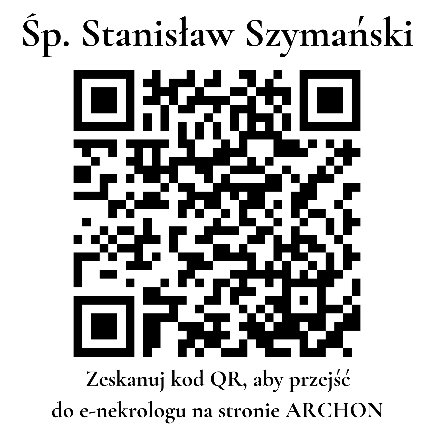 Kod QR do nekrologu Stanisław Szymański Kod QR do nekrologu Stanisław Szymański