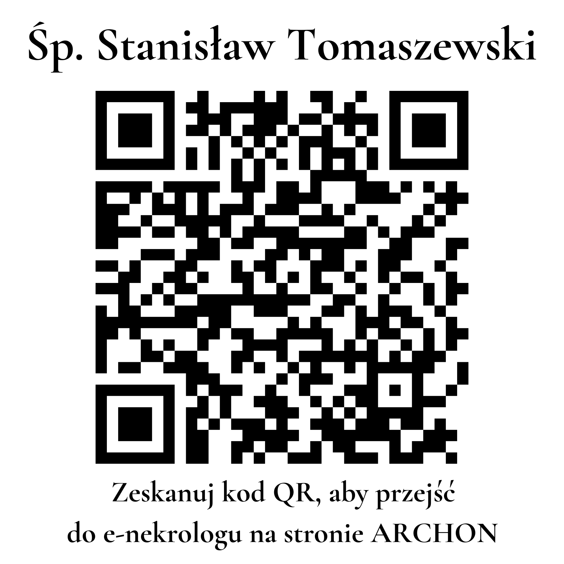 Kod QR do nekrologu Stanisław Tomaszewski