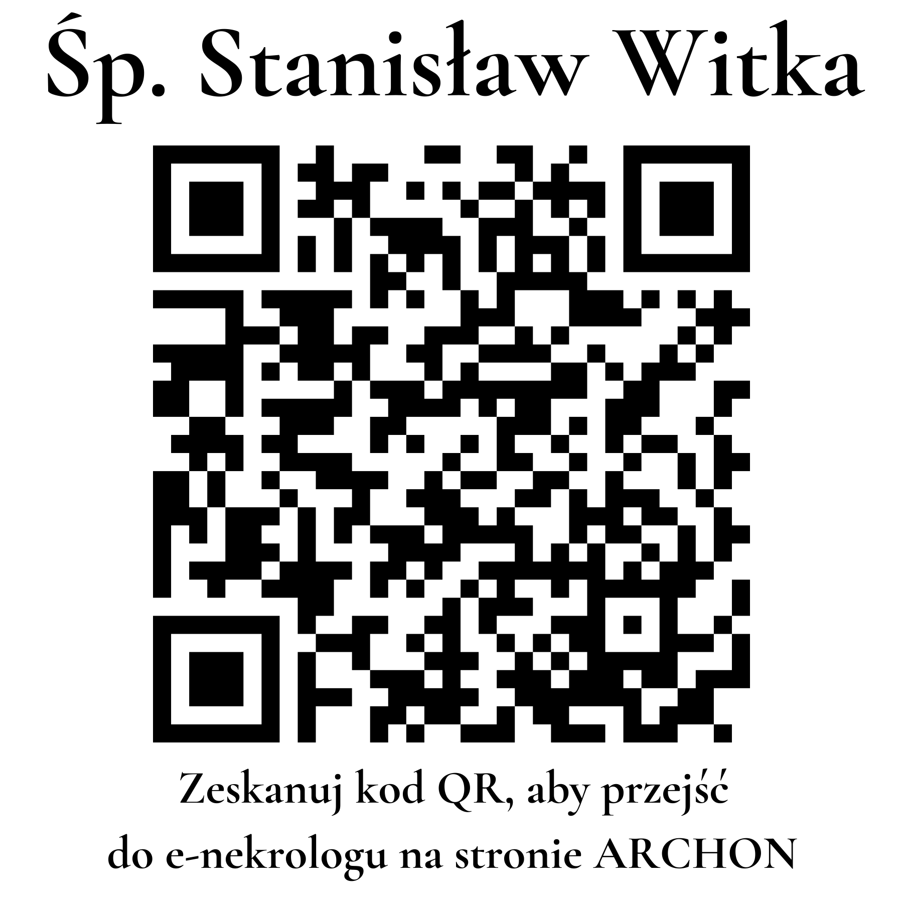 Kod QR do nekrologu Stanisław Witka