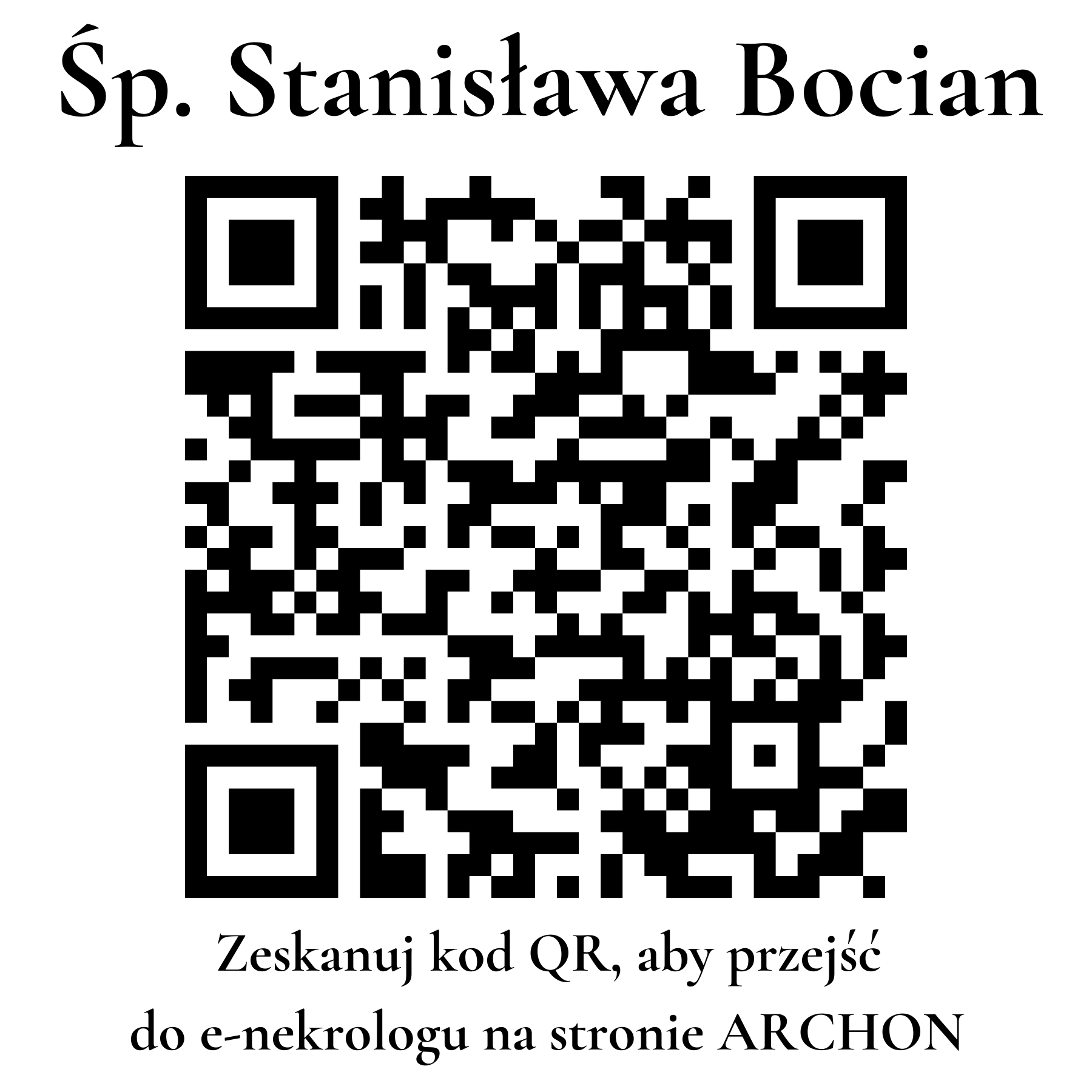 Kod QR do nekrologu Stanisława Bocian