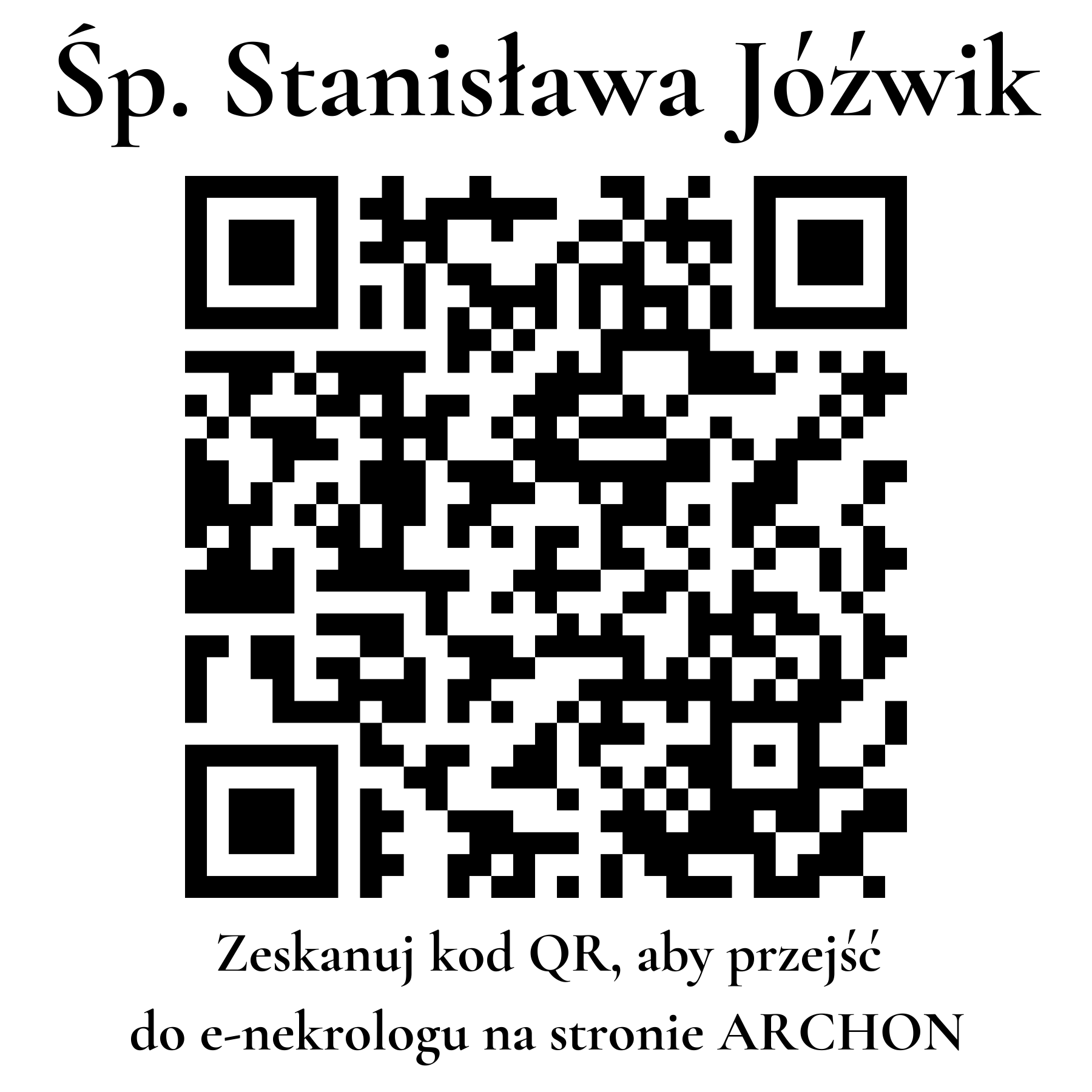 Kod QR do nekrologu Stanisława Jóźwik Kod QR do nekrologu Stanisława Jóźwik