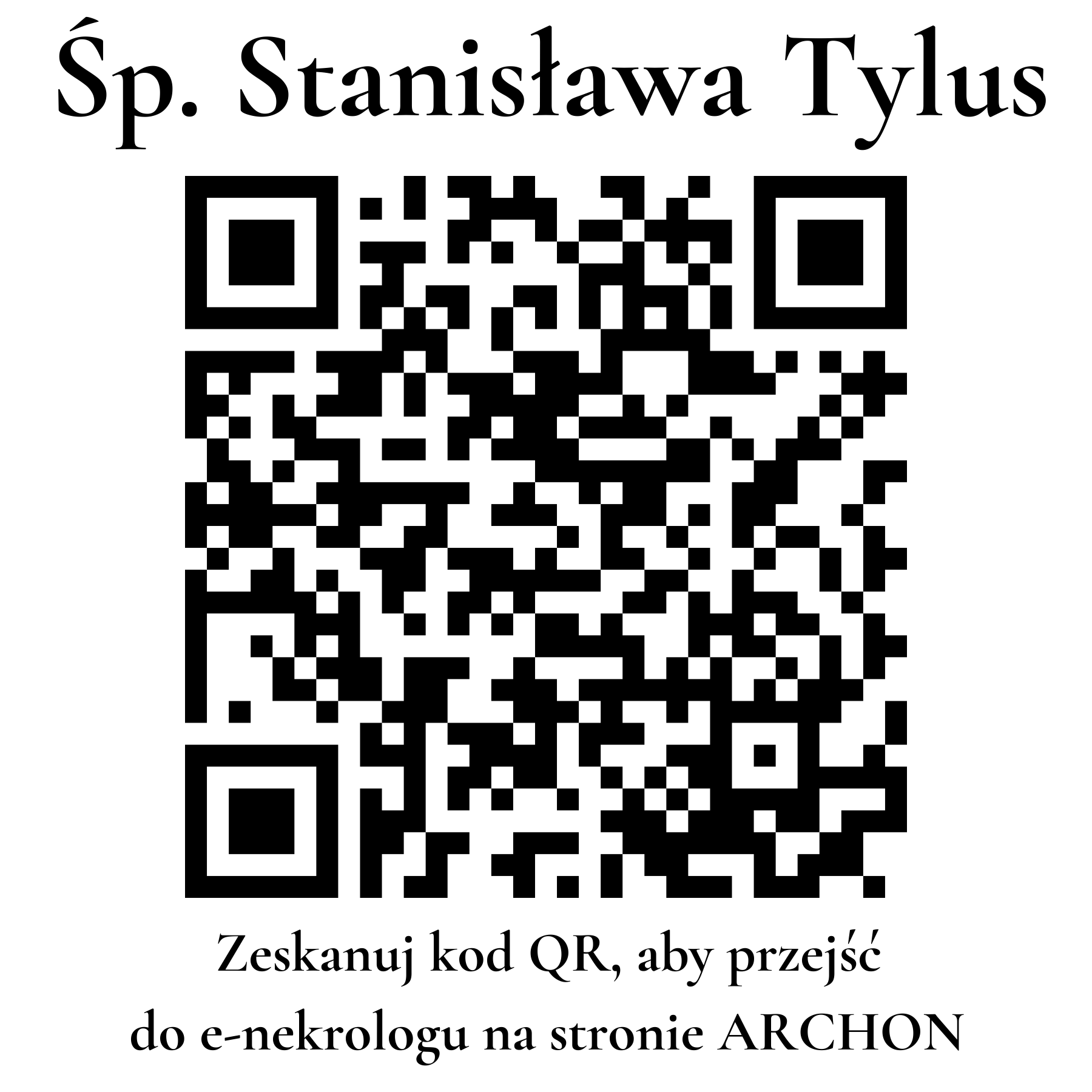 Kod QR do nekrologu Stanisława Tylus