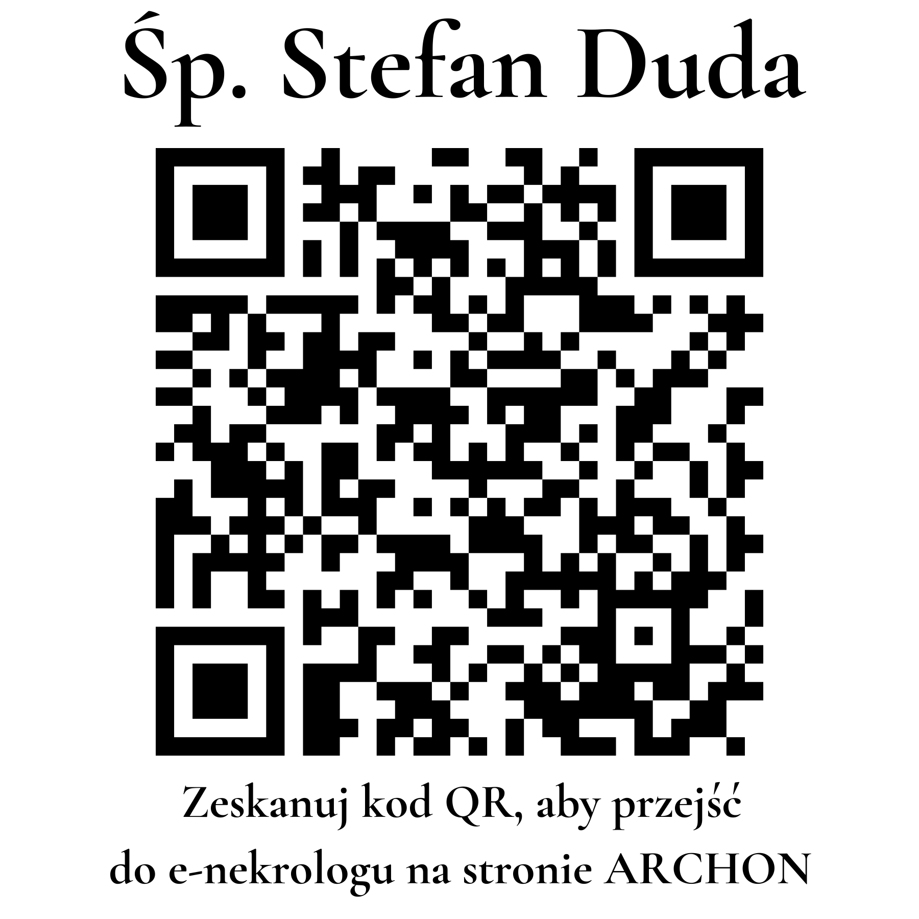 Kod QR do nekrologu Stefan Duda Kod QR do nekrologu Stefan Duda