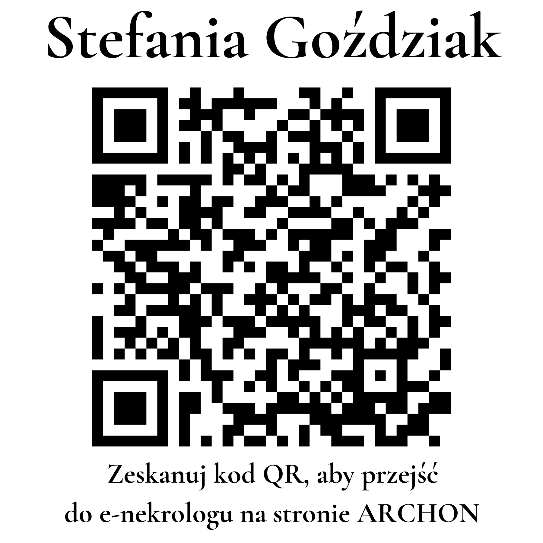 Kod QR do nekrologu Stefania Goździak