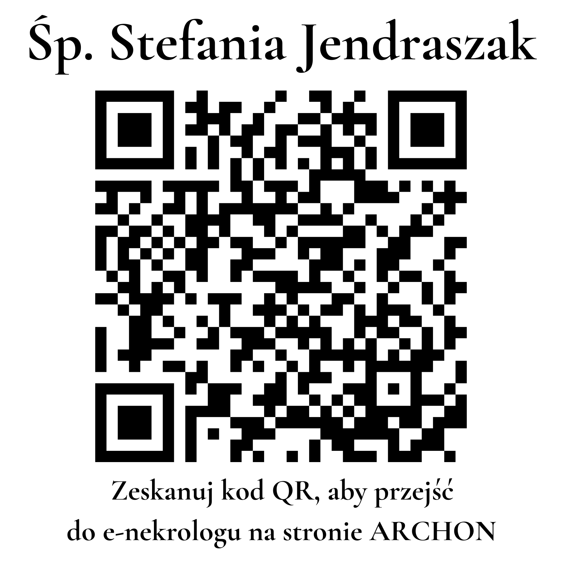 Kod QR do nekrologu Stefania Jendraszak