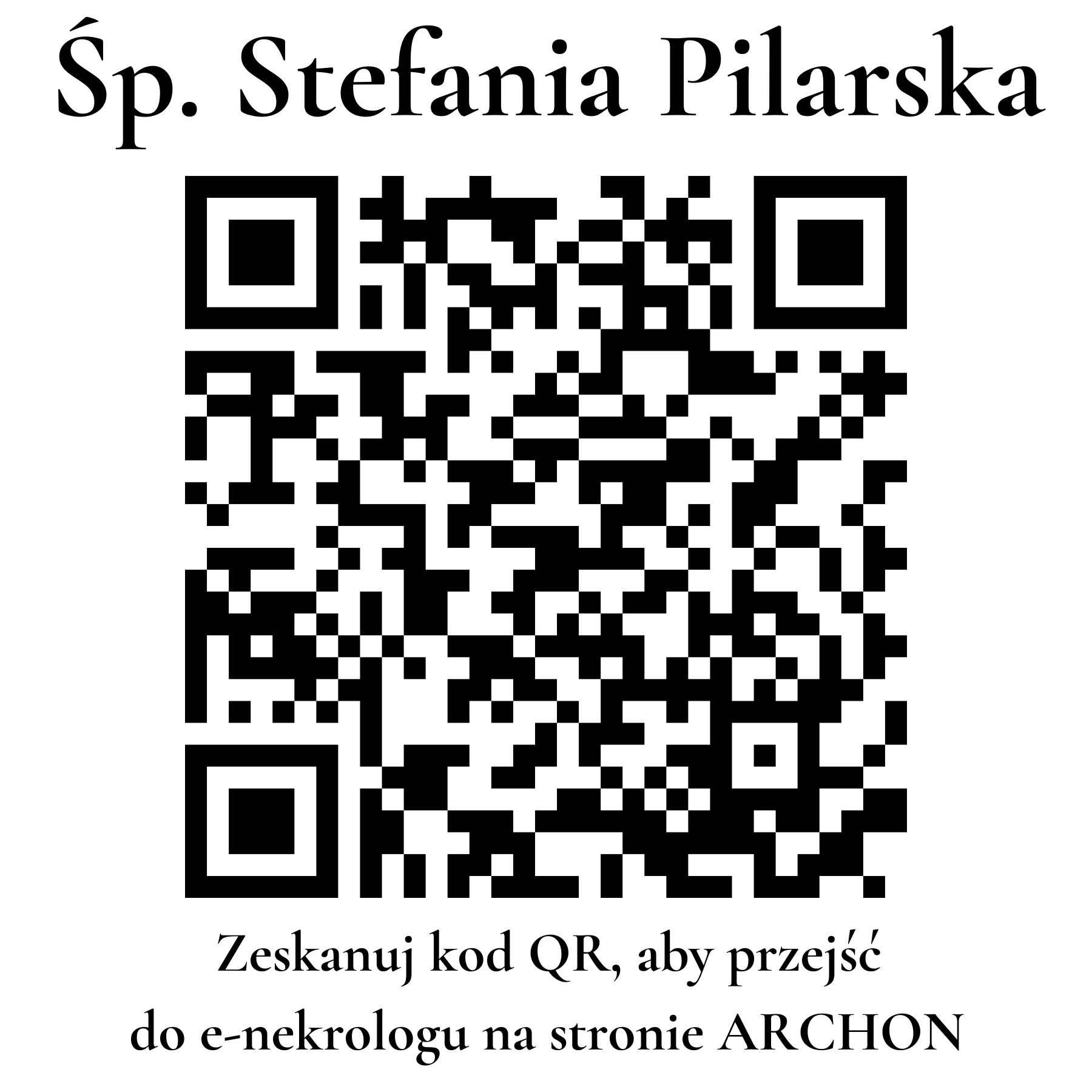 Kod QR do nekrologu Stefania Pilarska Kod QR do nekrologu Stefania Pilarska