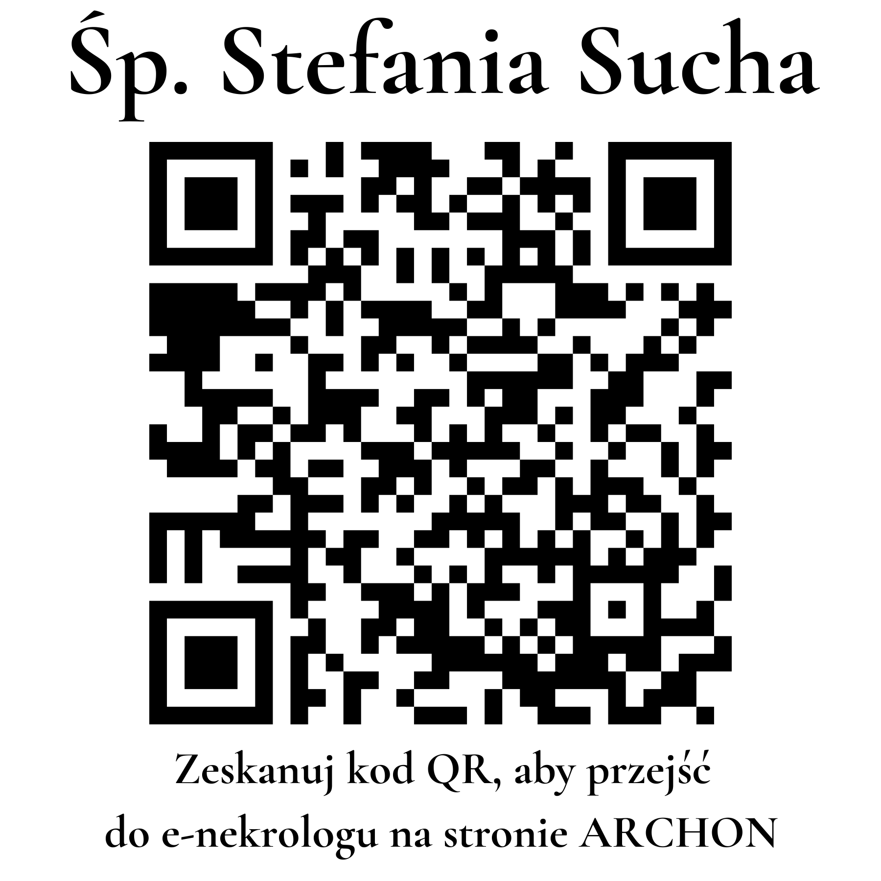 Kod QR do nekrologu Stefania Sucha Kod QR do nekrologu Stefania Sucha