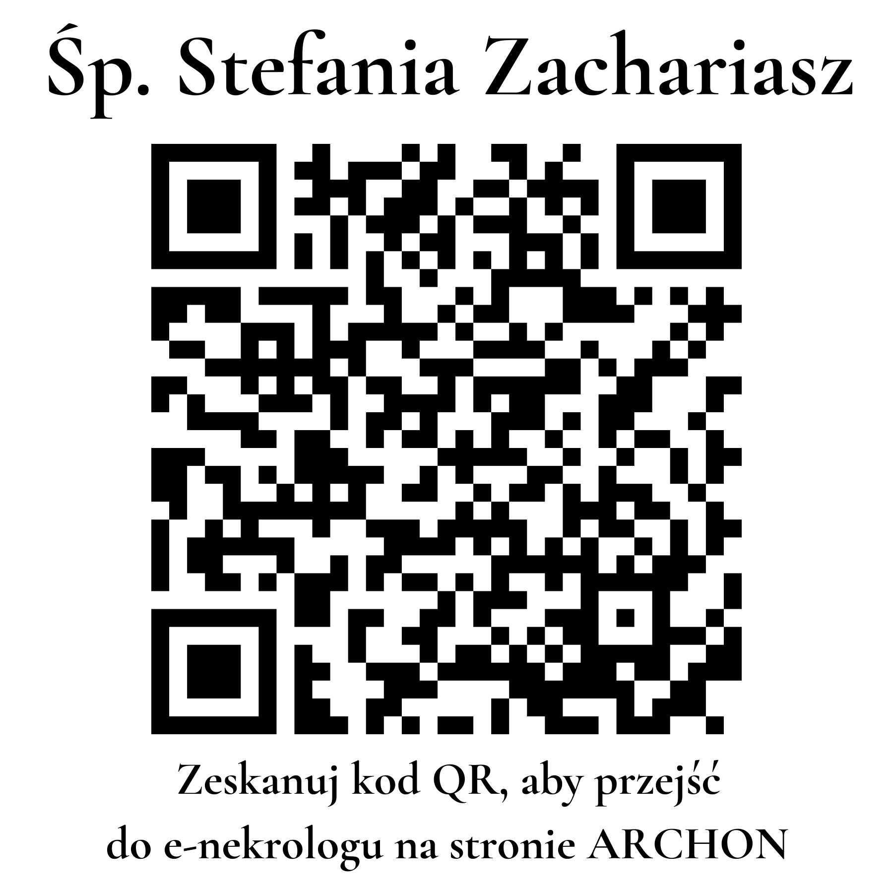 Kod QR do nekrologu Stefania Zachariasz Kod QR do nekrologu Stefania Zachariasz