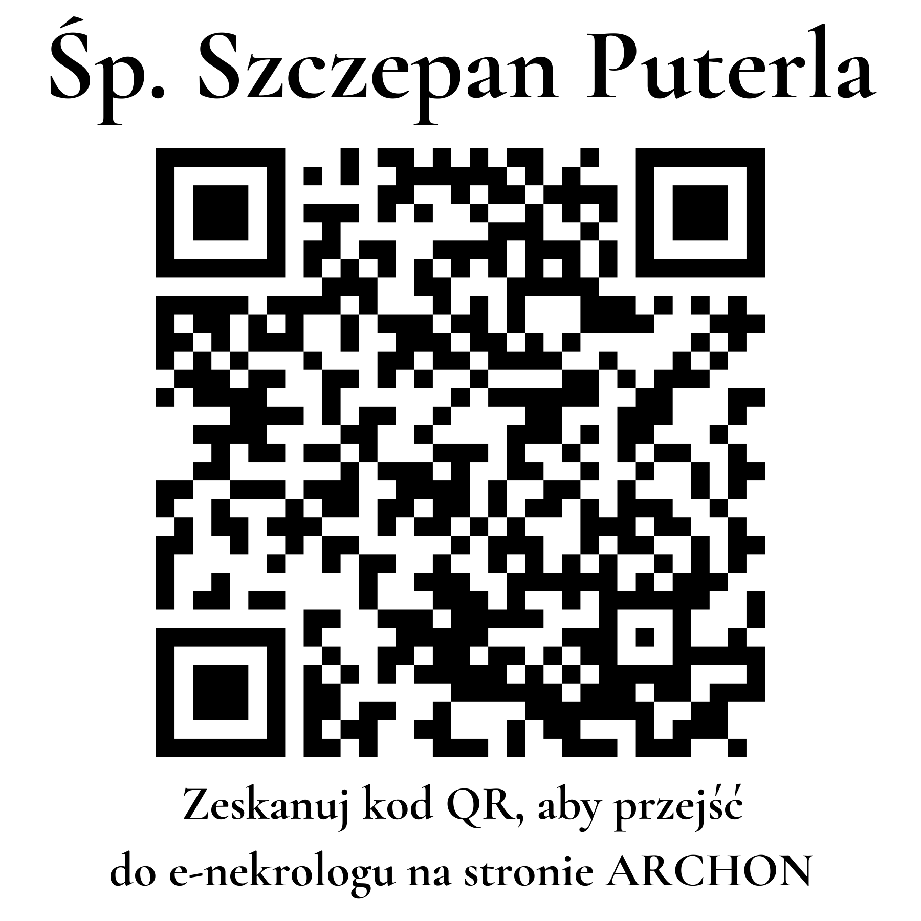 Kod QR do nekrologu Szczepan Puterla Kod QR do nekrologu Szczepan Puterla