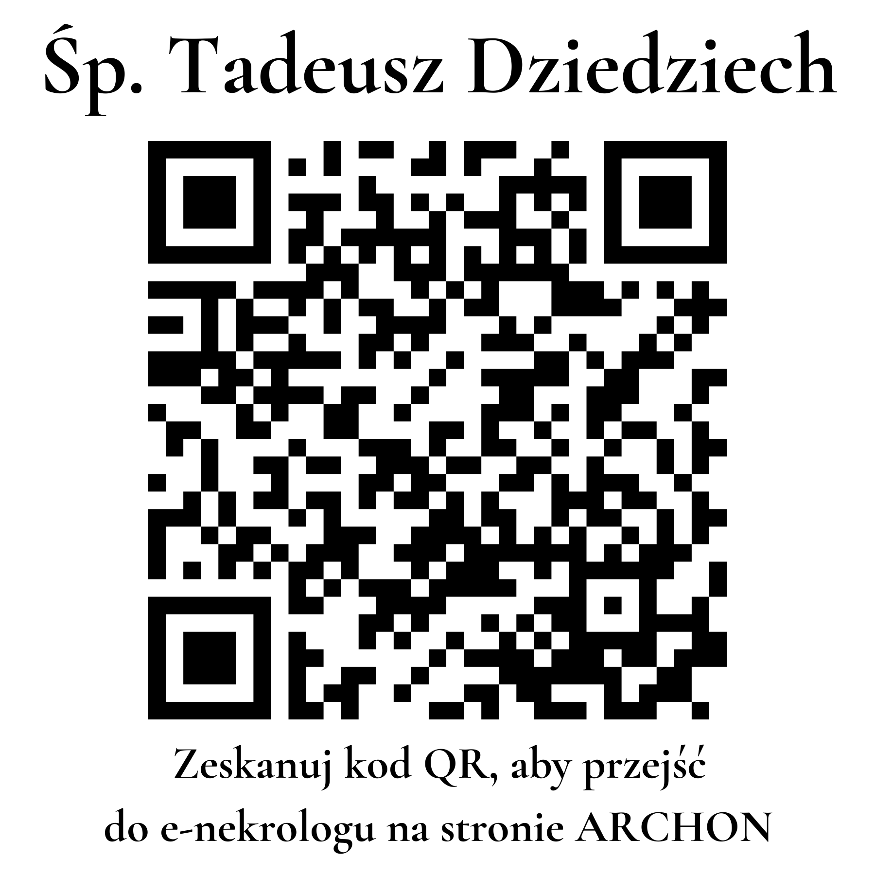 Kod QR do nekrologu Tadeusz Dziedziech Kod QR do nekrologu Tadeusz Dziedziech