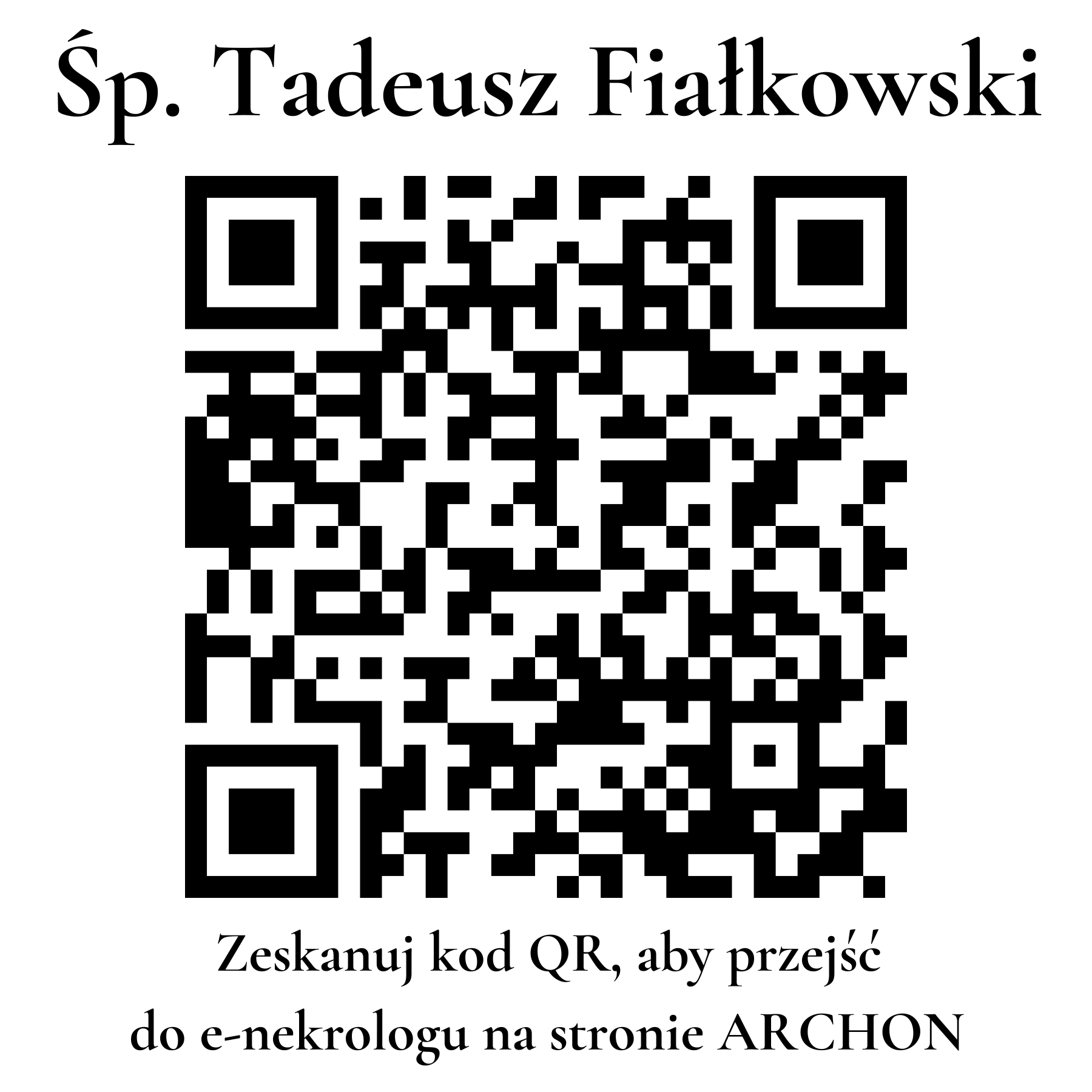 Kod QR do nekrologu Tadeusz Fiałkowski Kod QR do nekrologu Tadeusz Fiałkowski