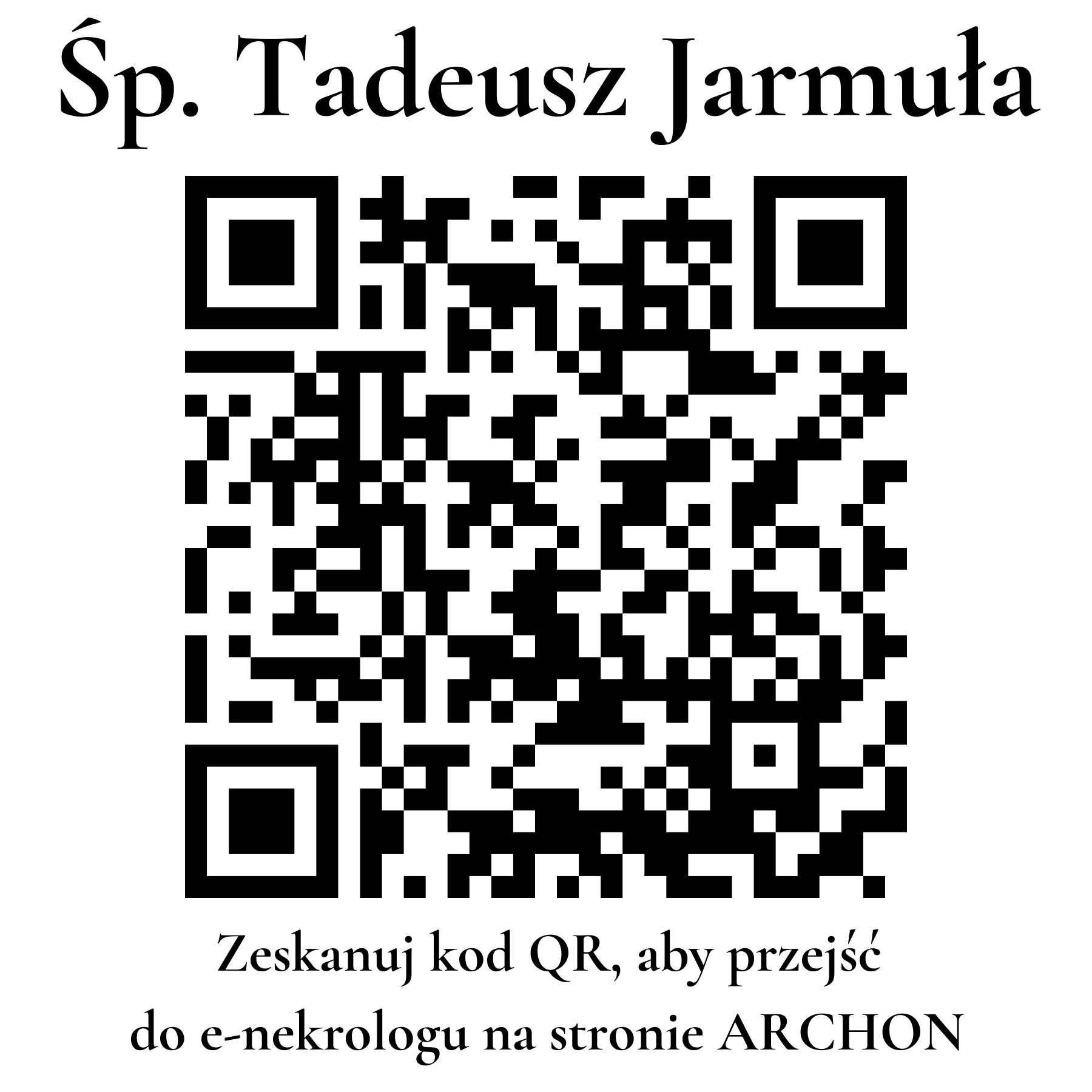 Kod QR do nekrologu Tadeusz Jarmuła Kod QR do nekrologu Tadeusz Jarmuła