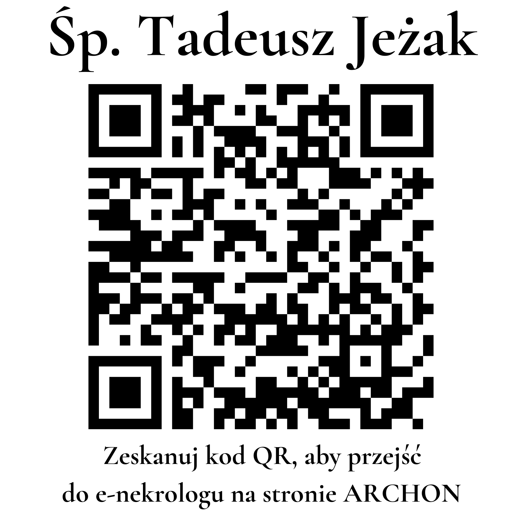 Kod QR do nekrologu Tadeusz Jeżak Kod QR do nekrologu Tadeusz Jeżak
