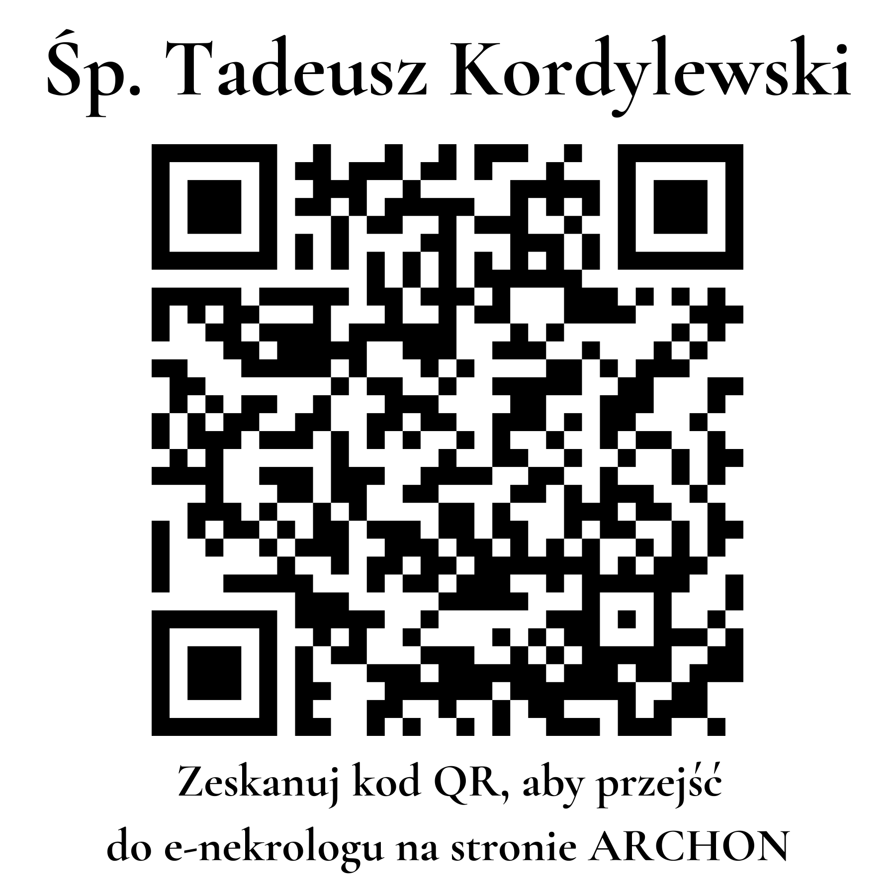 Kod QR do nekrologu Tadeusz Kordylewski