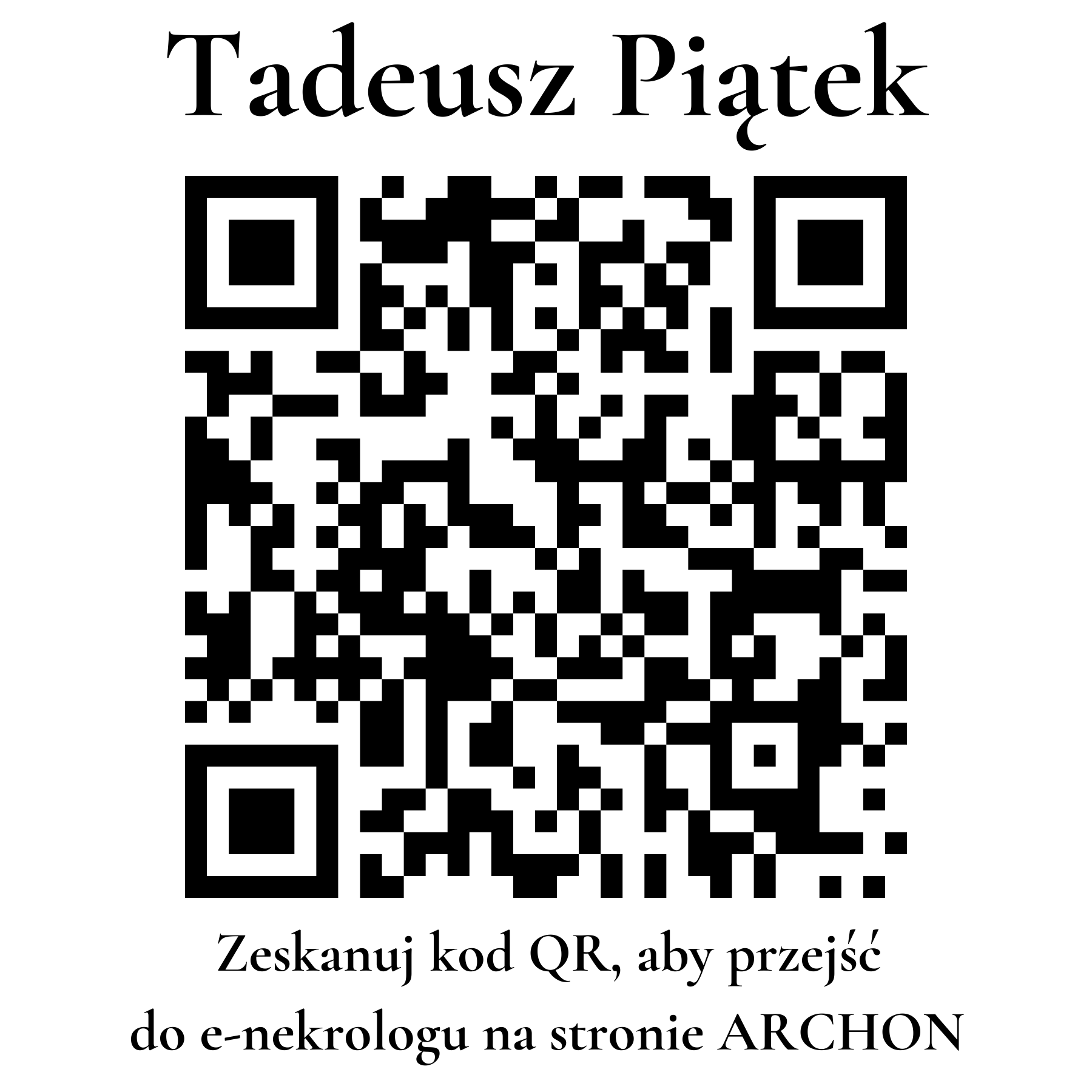 Kod QR do nekrologu Tadeusz Piątek Kod QR do nekrologu Tadeusz Piątek