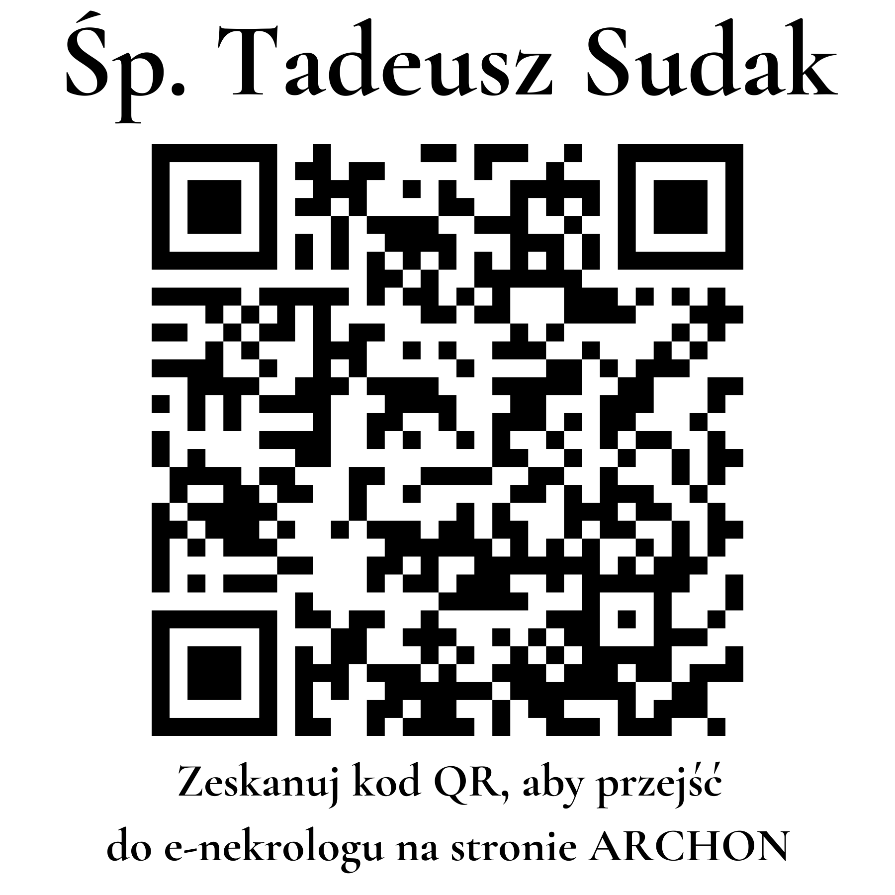 Kod QR do nekrologu Tadeusz Sudak