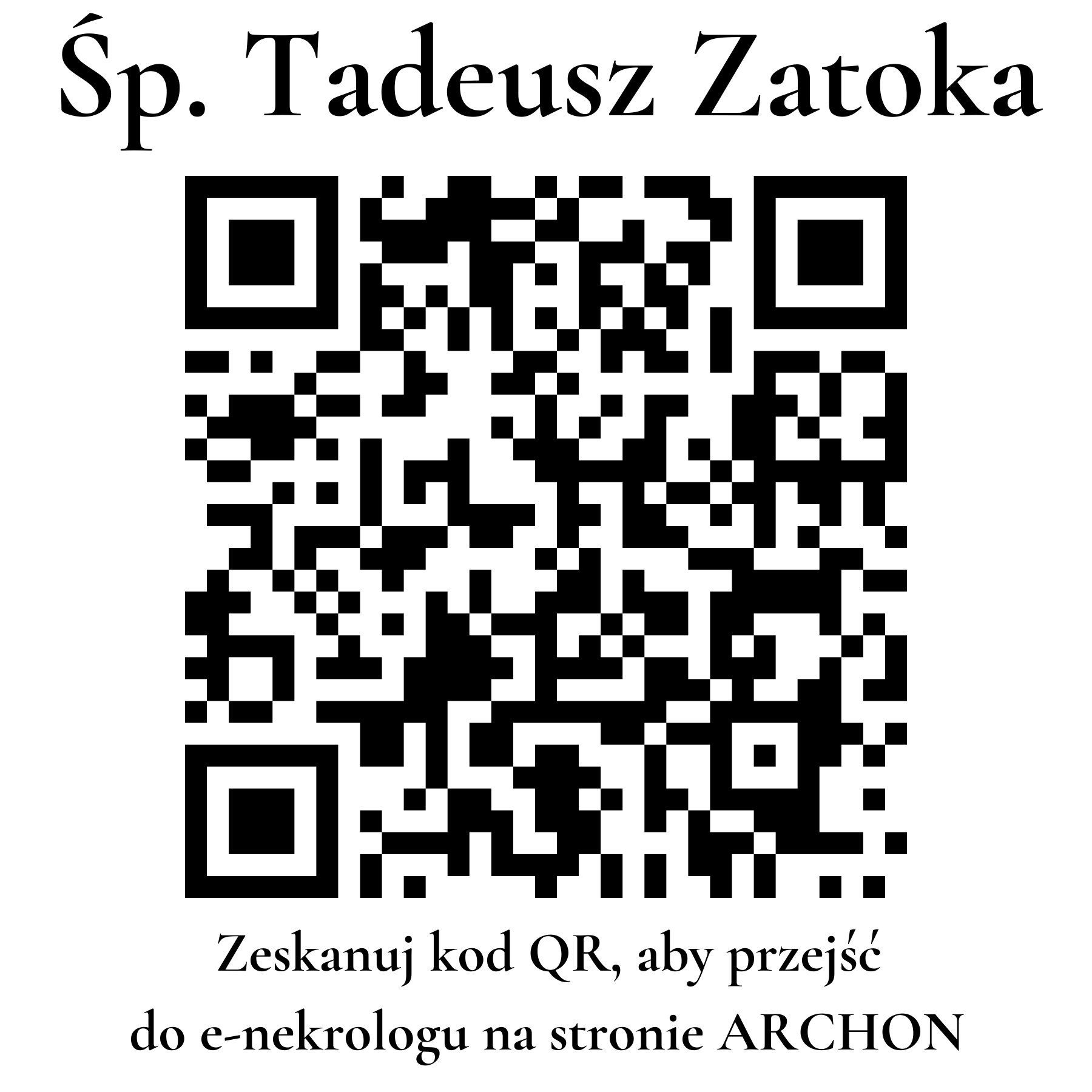 Kod QR do nekrologu Tadeusz Zatoka