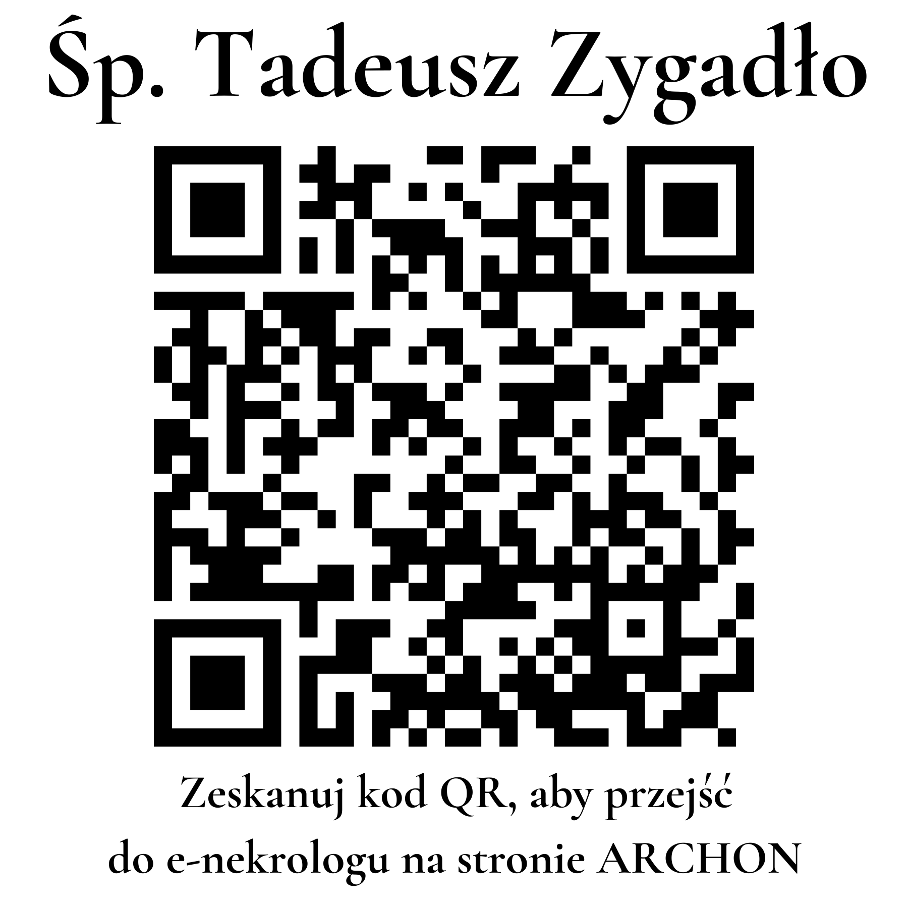 Kod QR do nekrologu Tadeusz Zygadło Kod QR do nekrologu Tadeusz Zygadło