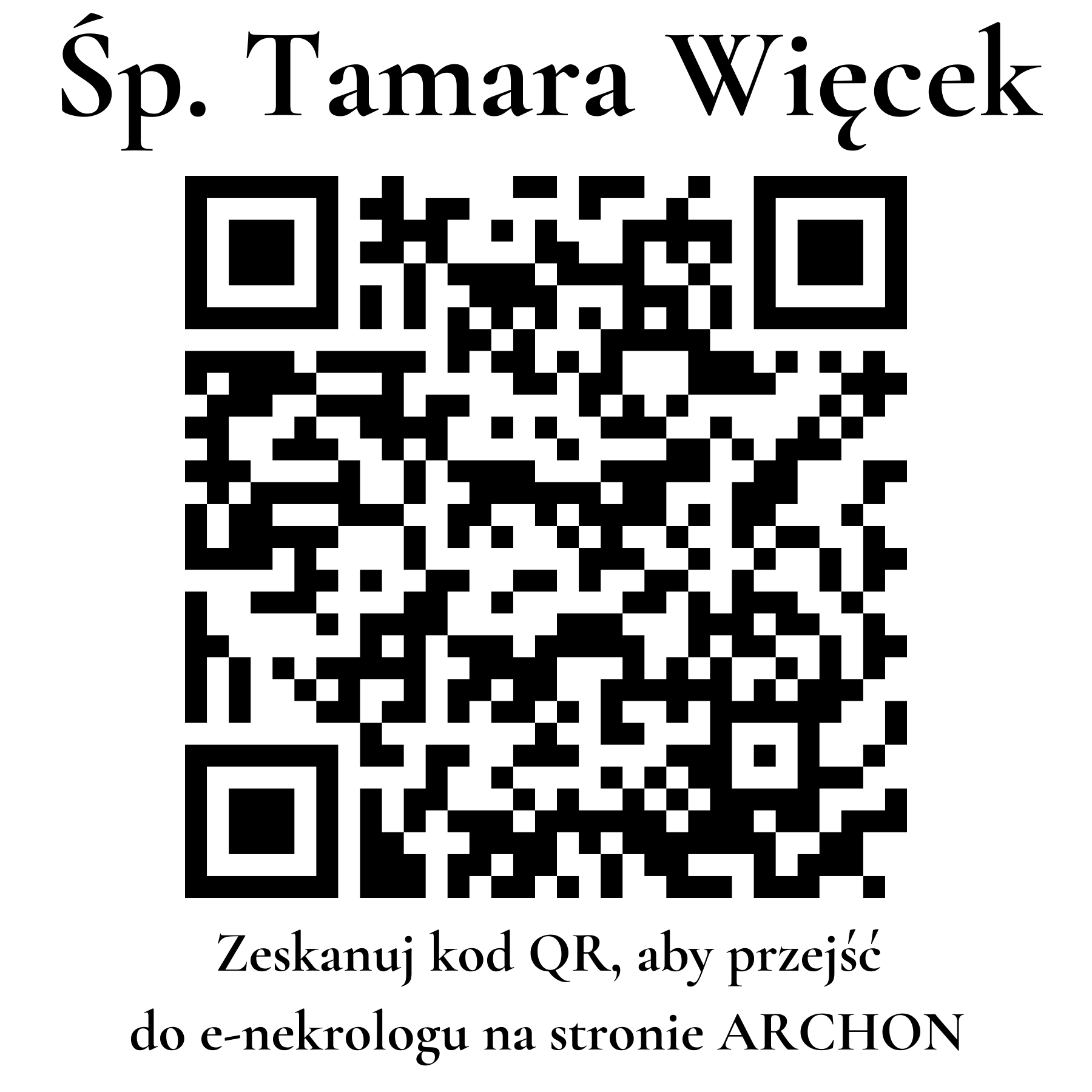 Kod QR do nekrologu Tamara Więcek Kod QR do nekrologu Tamara Więcek