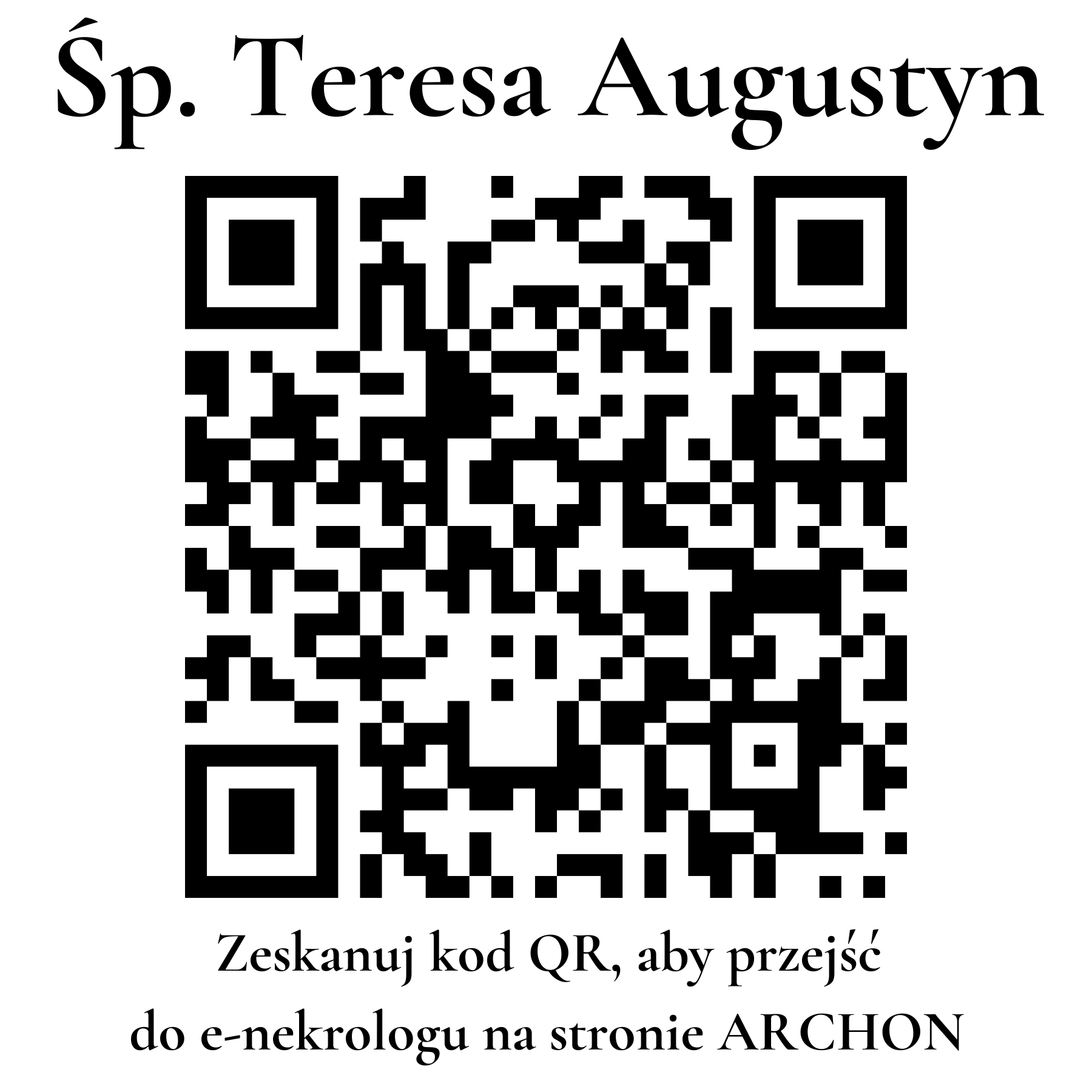 Kod QR do nekrologu Teresa Augustyn