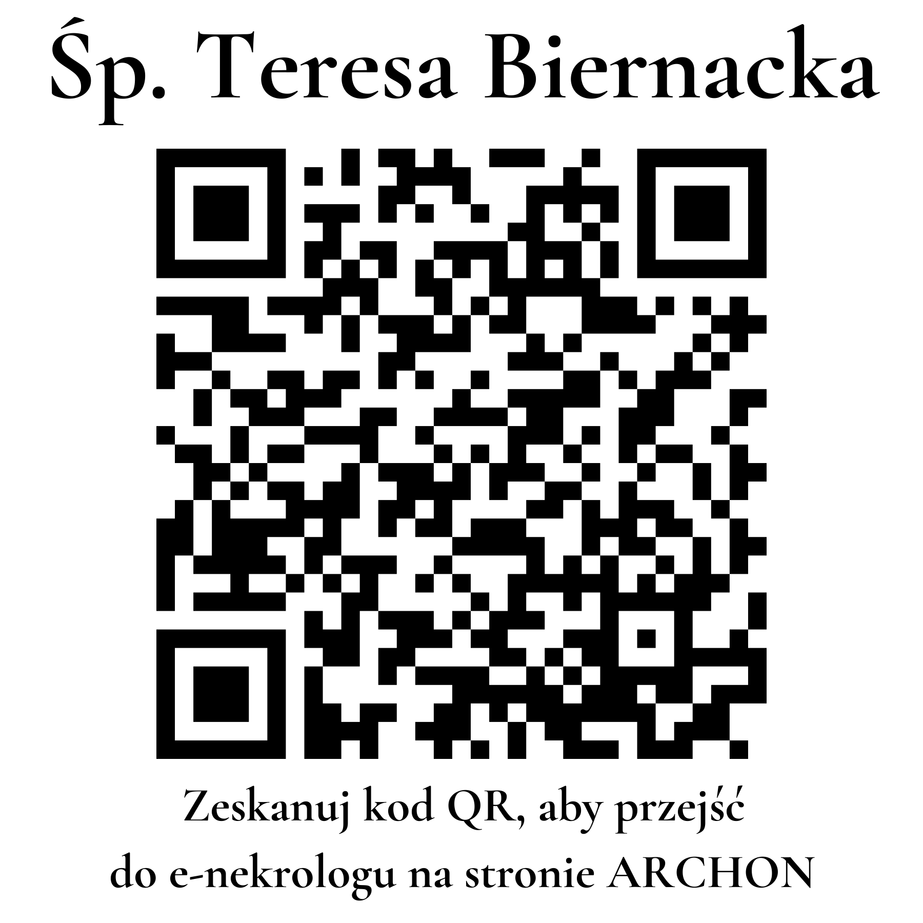 Kod QR do nekrologu Teresa Biernacka