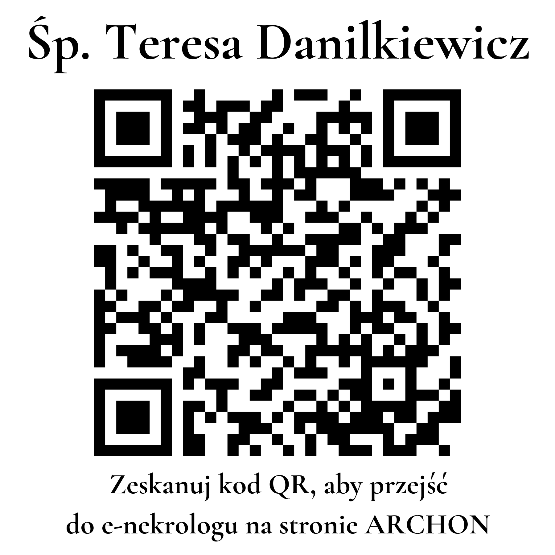 Kod QR do nekrologu Teresa Danilkiewicz