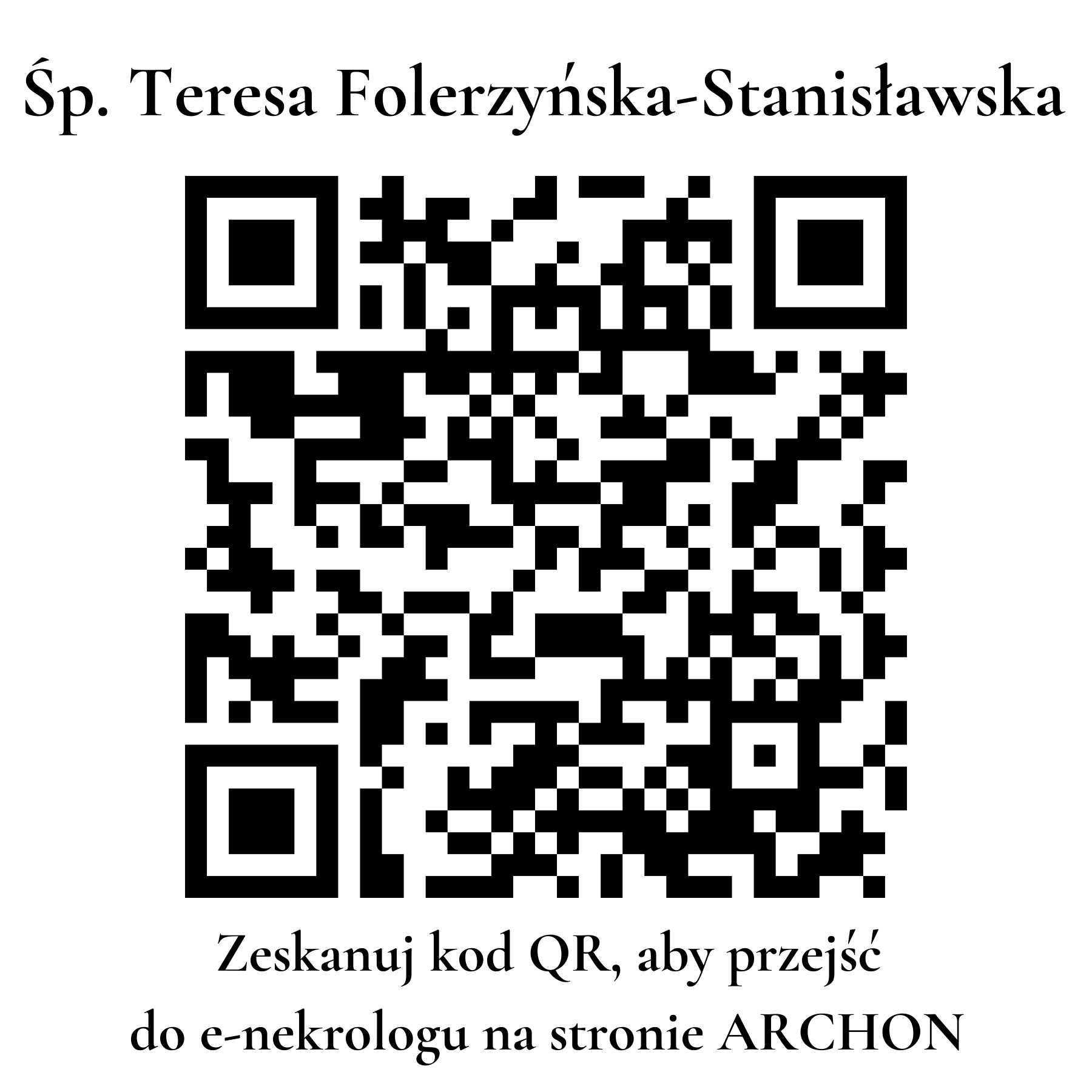 Kod QR do nekrologu Teresa Folerzyńska-Stanisławska