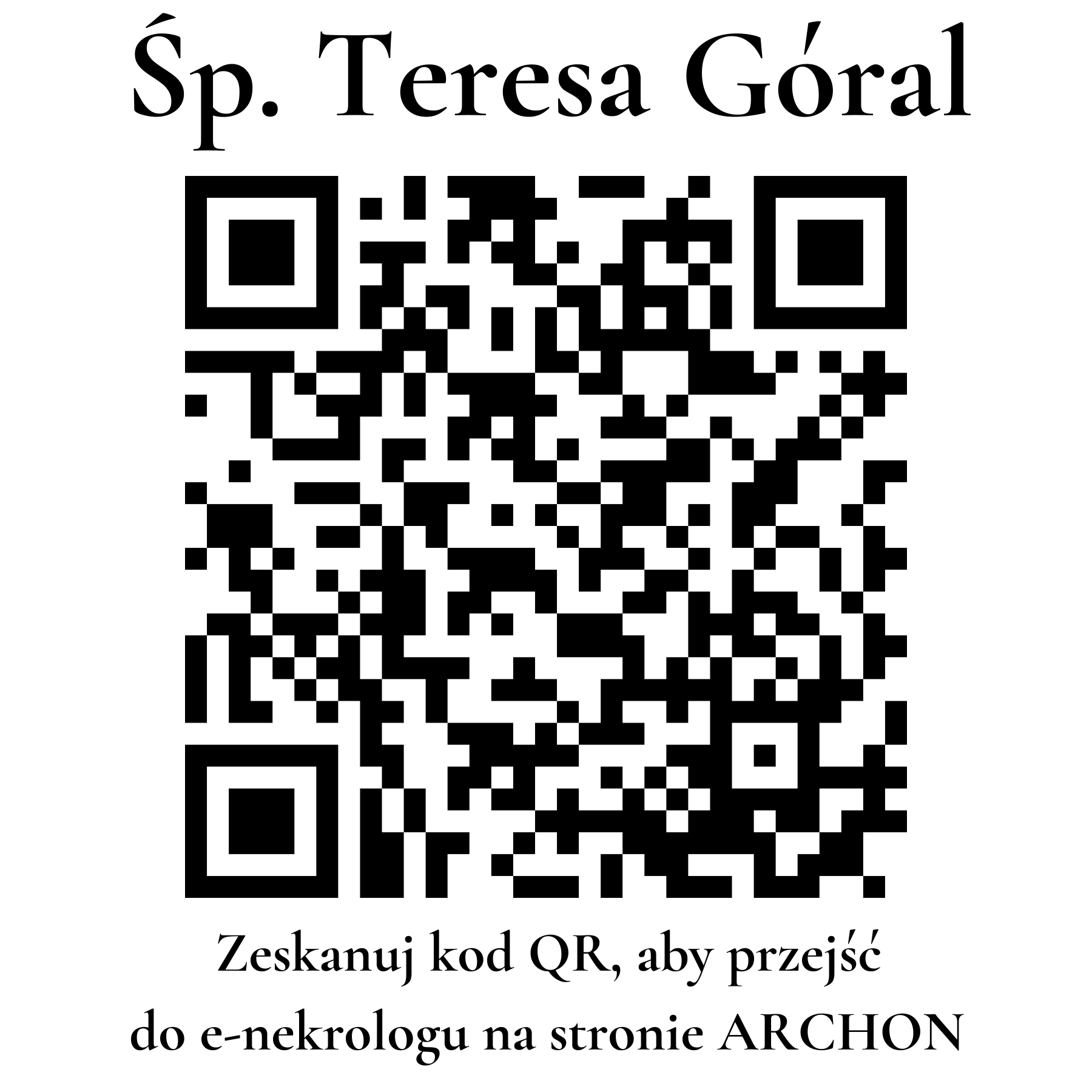 Kod QR do nekrologu Teresa Góral Kod QR do nekrologu Teresa Góral
