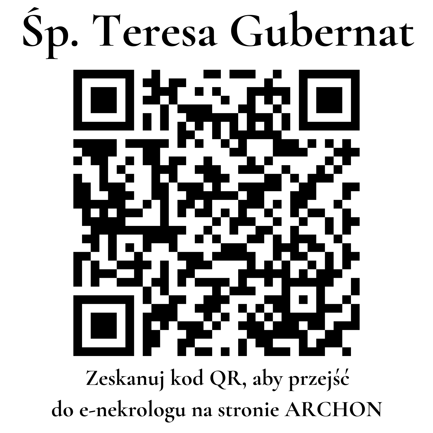 Kod QR do nekrologu Teresa Gubernat