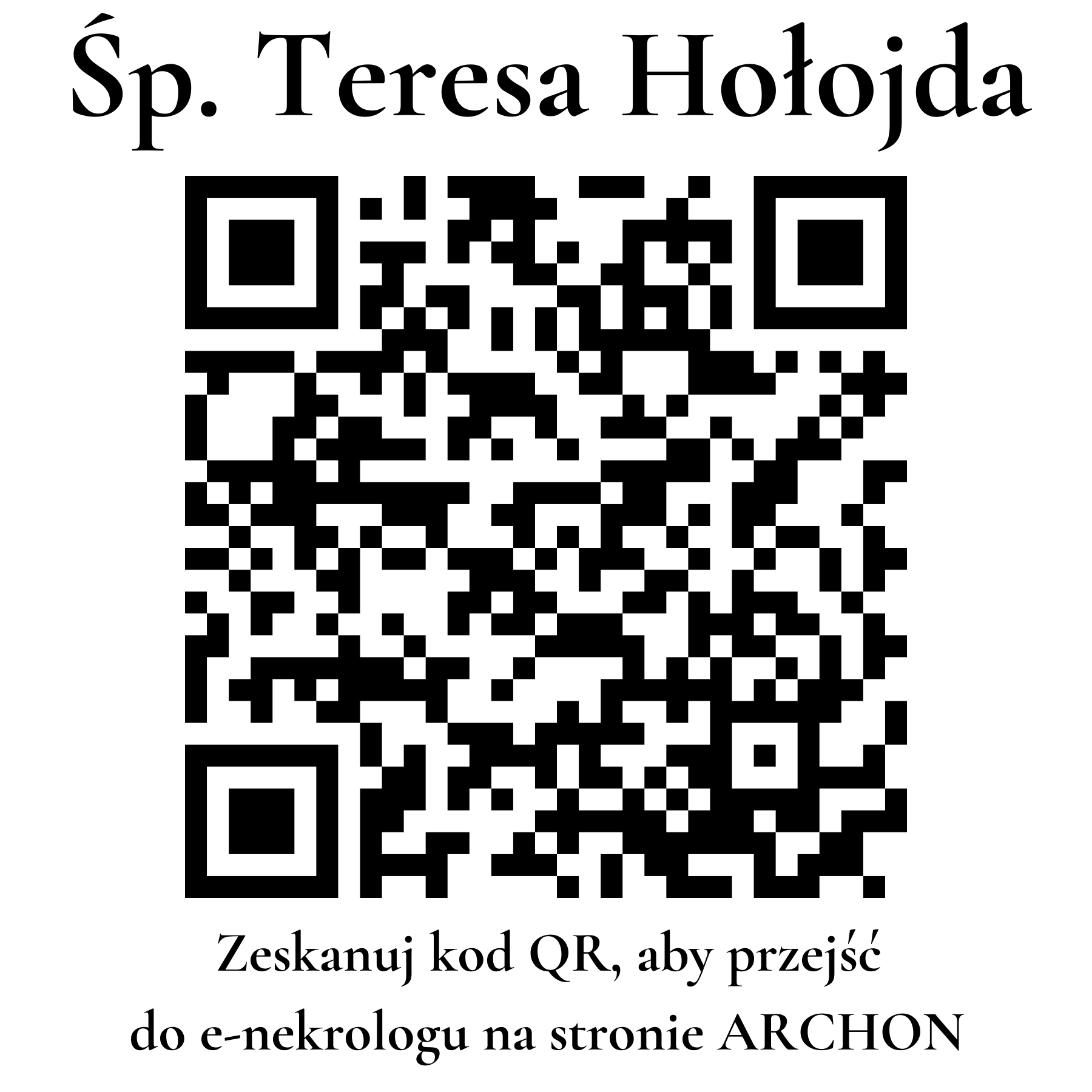 Kod QR do nekrologu Teresa Hołojda Kod QR do nekrologu Teresa Hołojda
