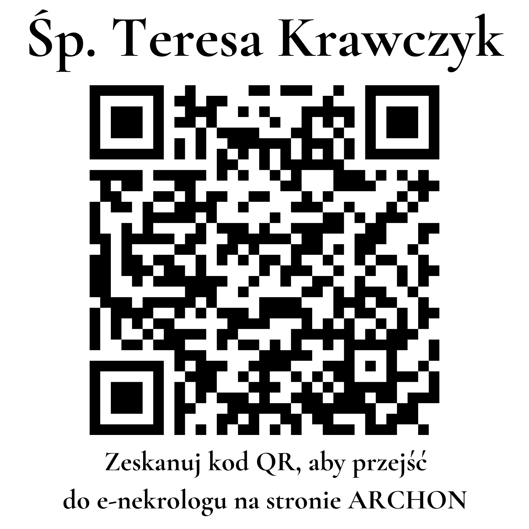 Kod QR do nekrologu Teresa Krawczyk