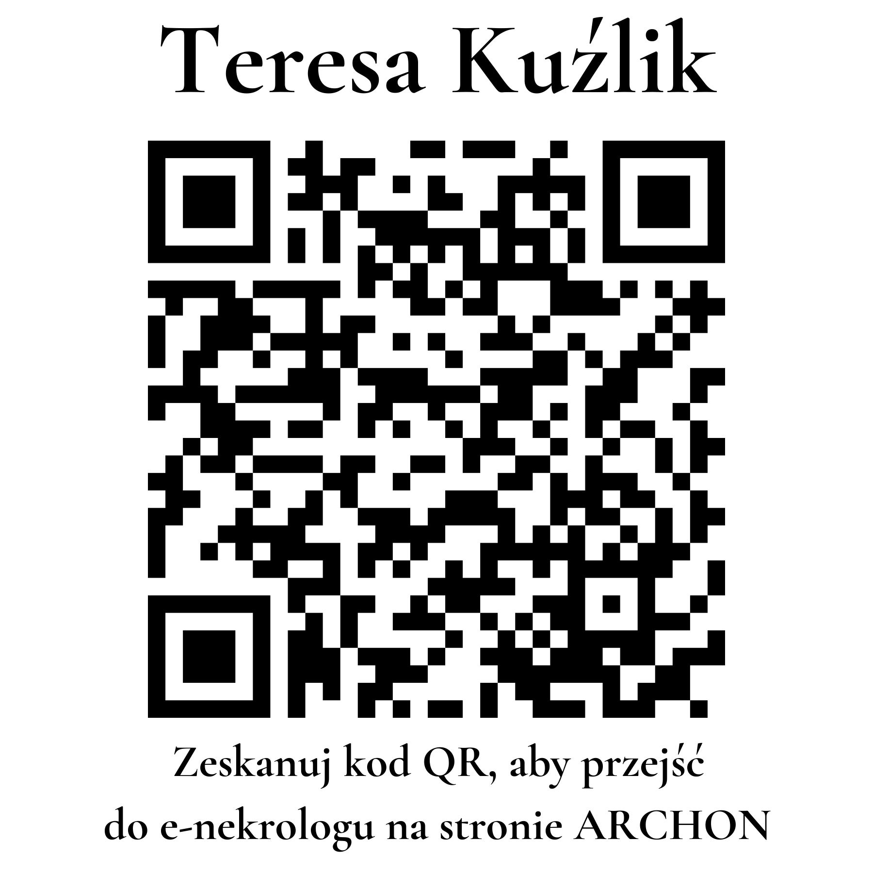 Kod QR do nekrologu Teresa Kuźlik