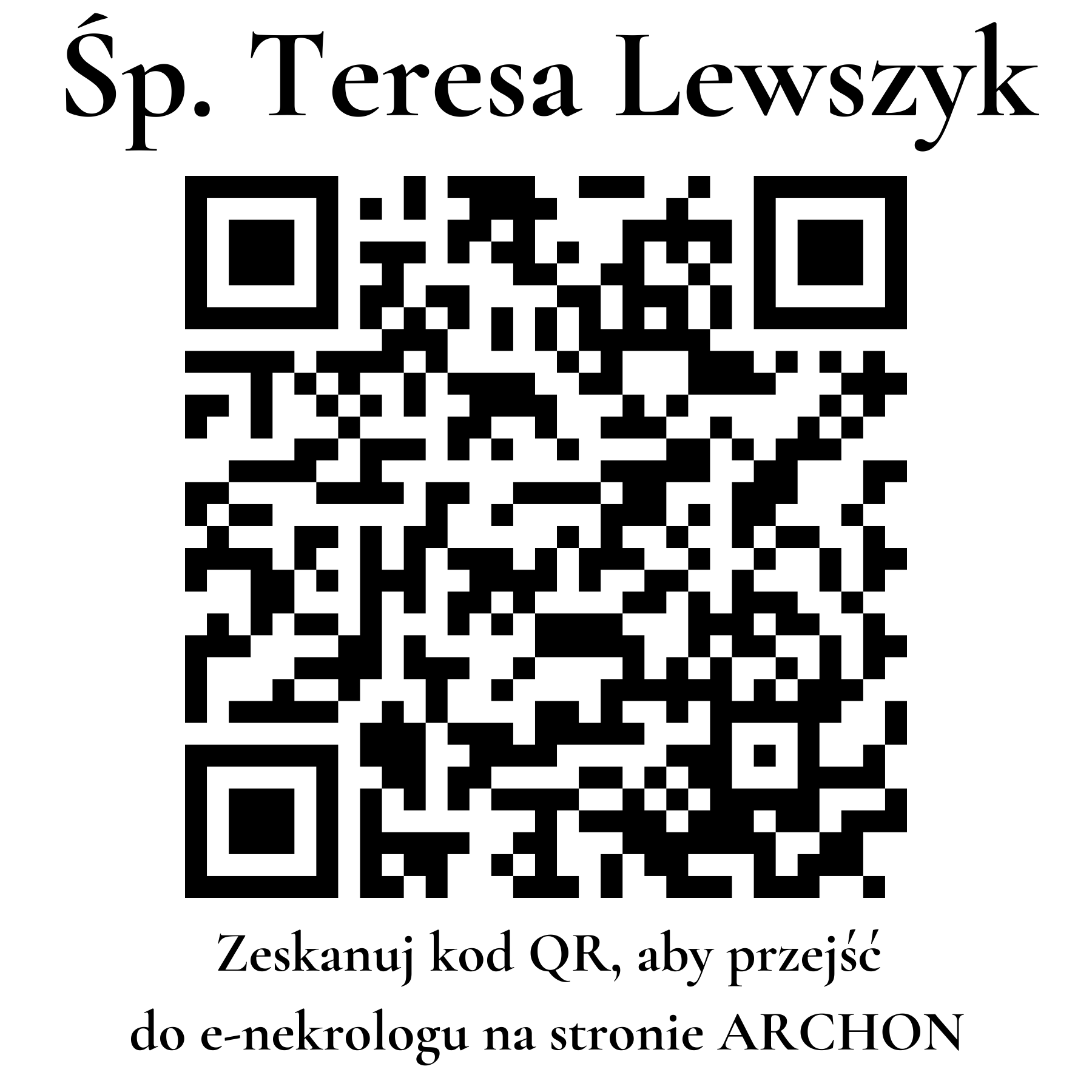Kod QR do nekrologu Teresa Lewszyk Kod QR do nekrologu Teresa Lewszyk