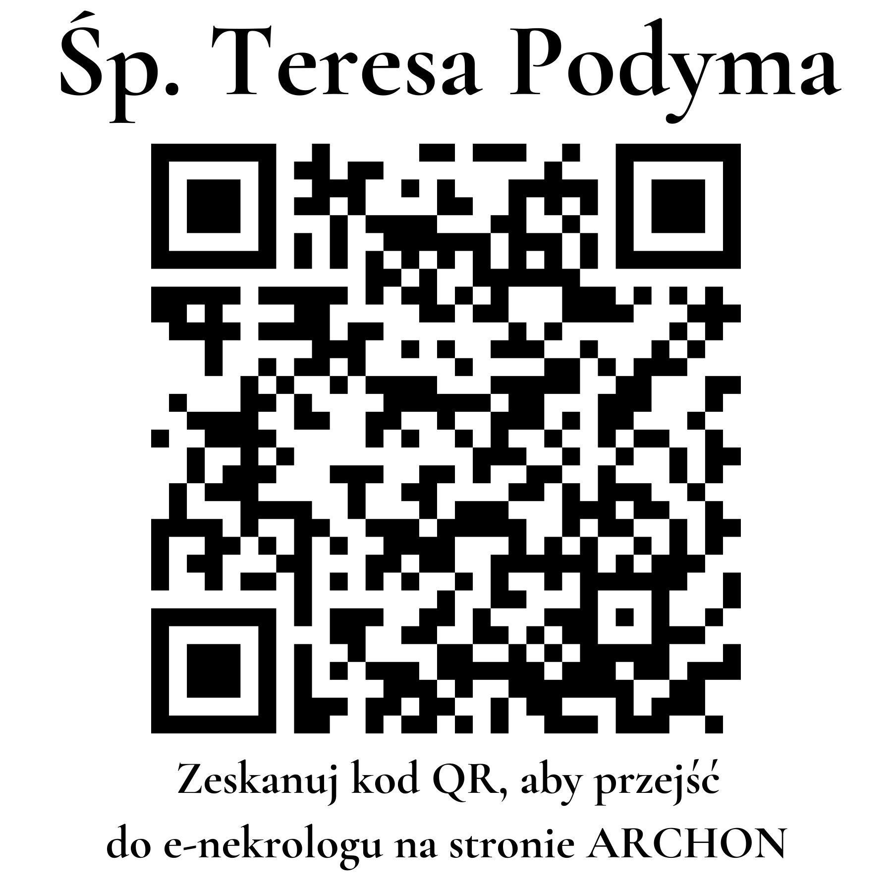 Kod QR do nekrologu Teresa Podyma