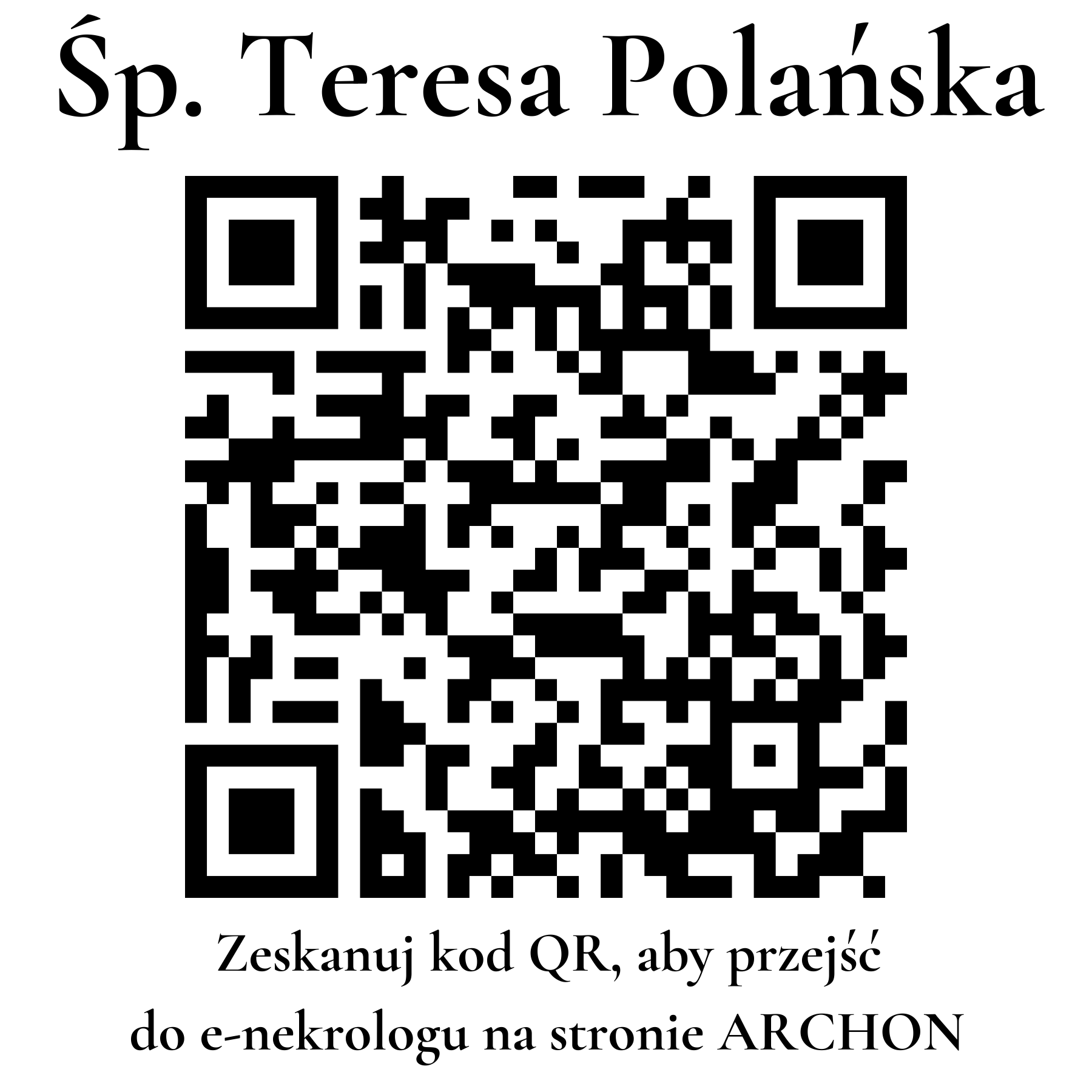 Kod QR do nekrologu Teresa Polańska Kod QR do nekrologu Teresa Polańska