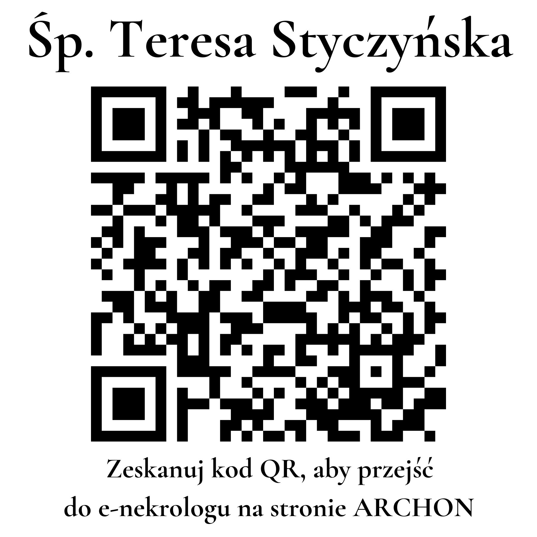 Kod QR do nekrologu Teresa Styczyńska Kod QR do nekrologu Teresa Styczyńska