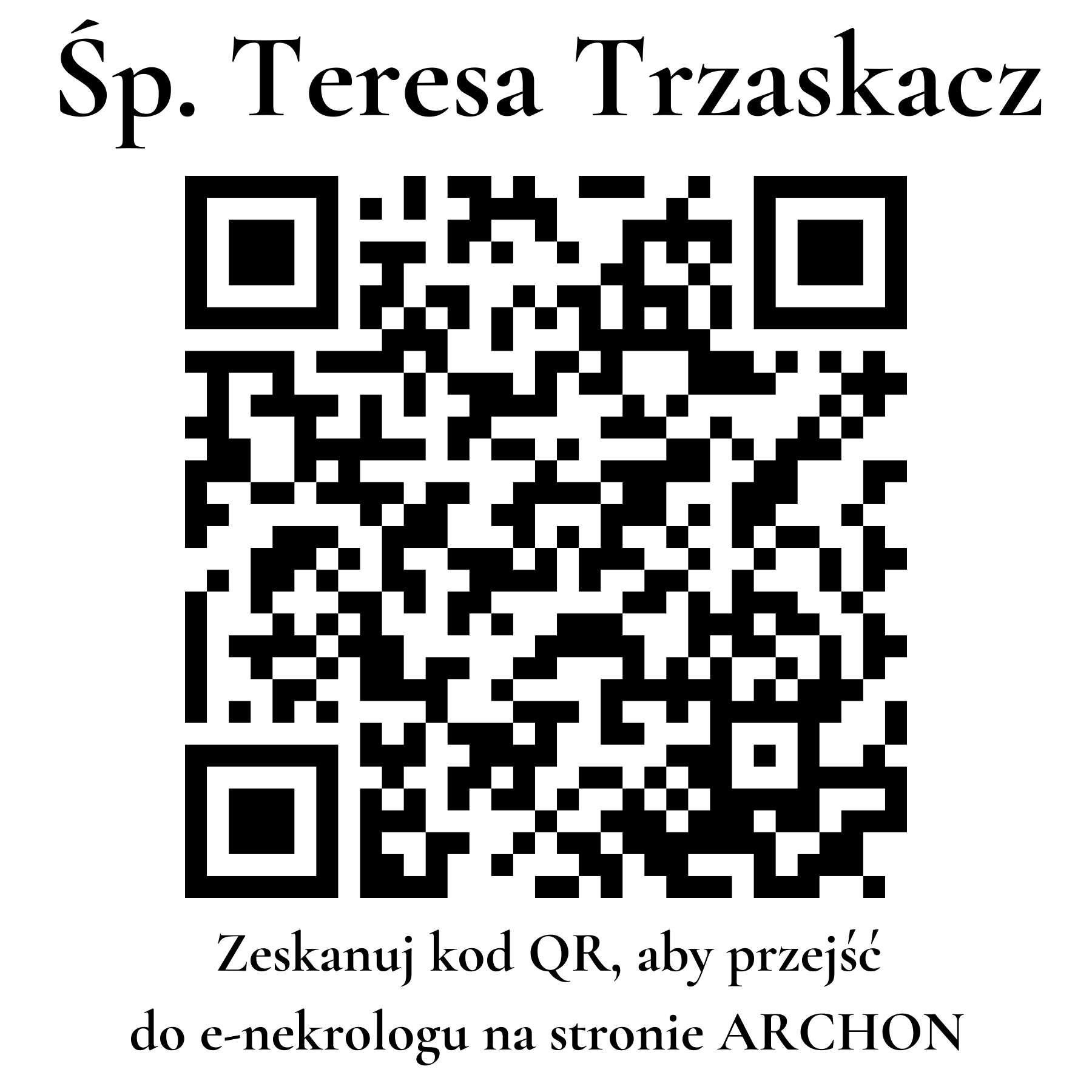 Kod QR do nekrologu Teresa Trzaskacz